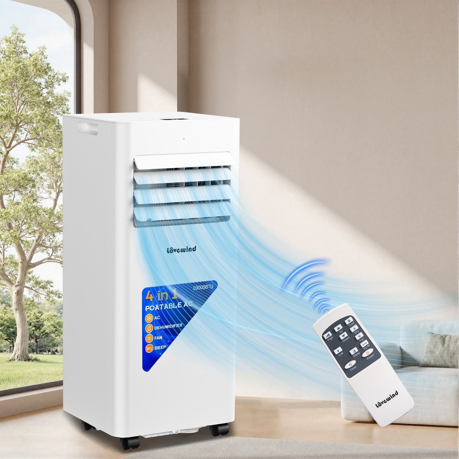 Fun for Fun 10000 BTU Portable Air Conditioner, 3-in-1 Cooling Dehumidifier and Fan for Rooms up to 450 sq.ft (White) d3hxt