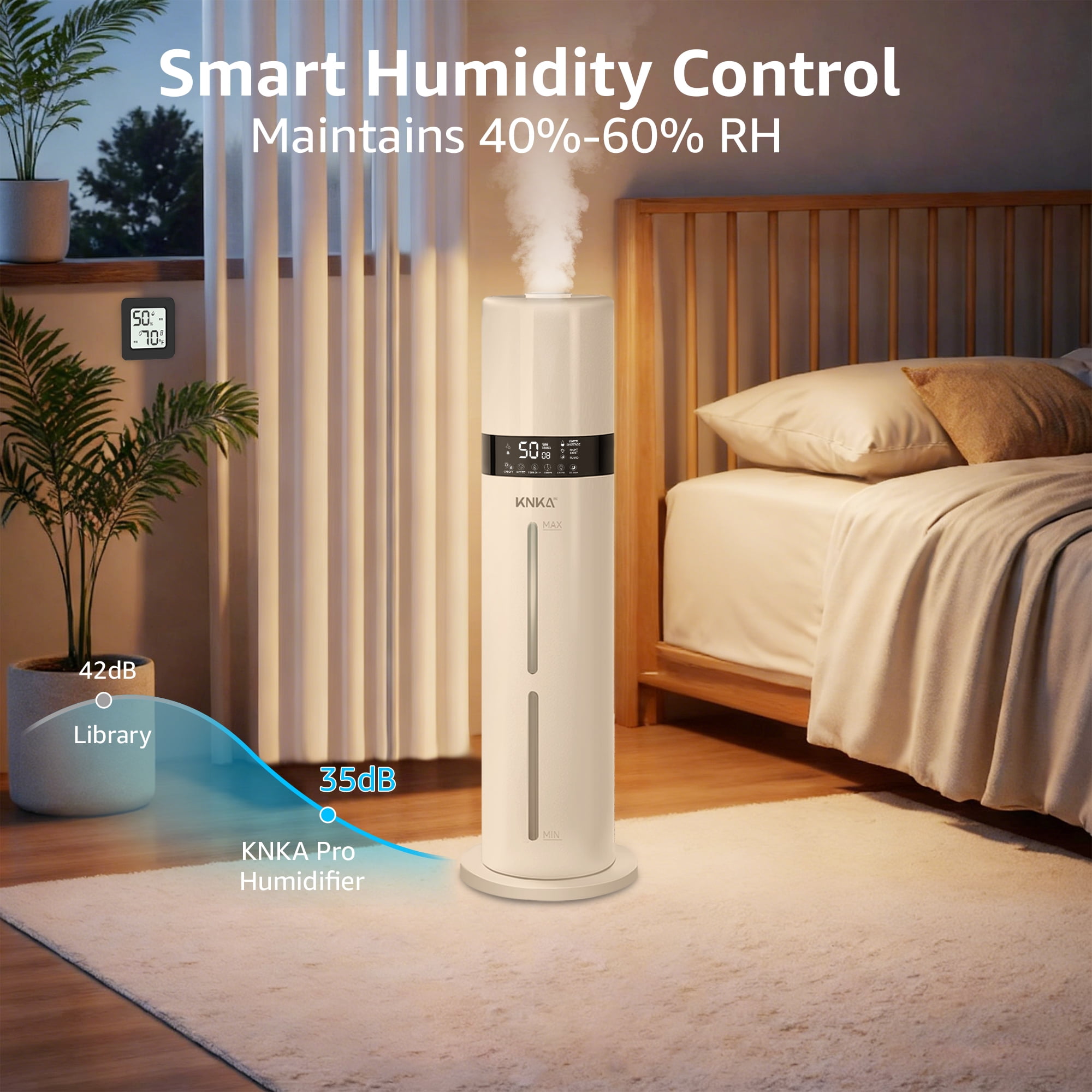 ITdodo Ultrasonic Cool Mist Humidifier for Large Rooms, Top Fill Smart Humidity Control with Remote (White, 2.38 gal) s8xi9