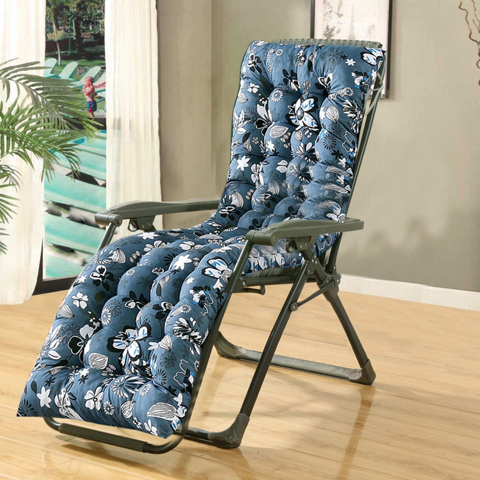 Muecwrye Floral Seat Cushion, Ergonomic Back Support Pad for Patio and Office (Gray, 19x47 in) hhkl1