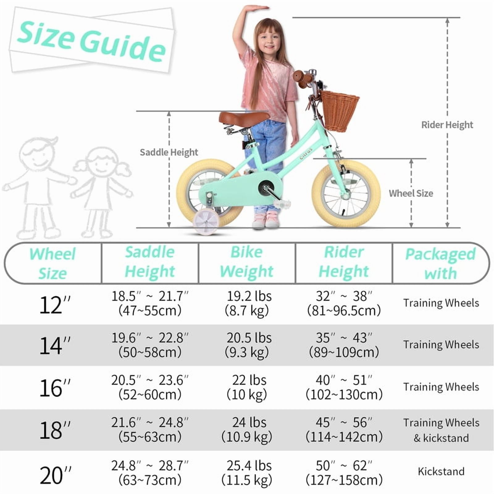 Vollsch Kids Retro Vintage Style Bicycle with Basket and Training Wheels (Mint Green, 12 in) zeop1