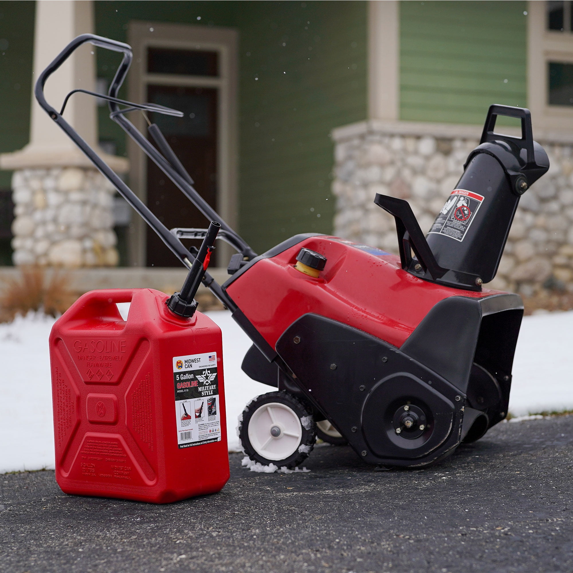 Midwest Can 5110 Military Style Gasoline Fuel Container (Red, 5 gal) z4mvl