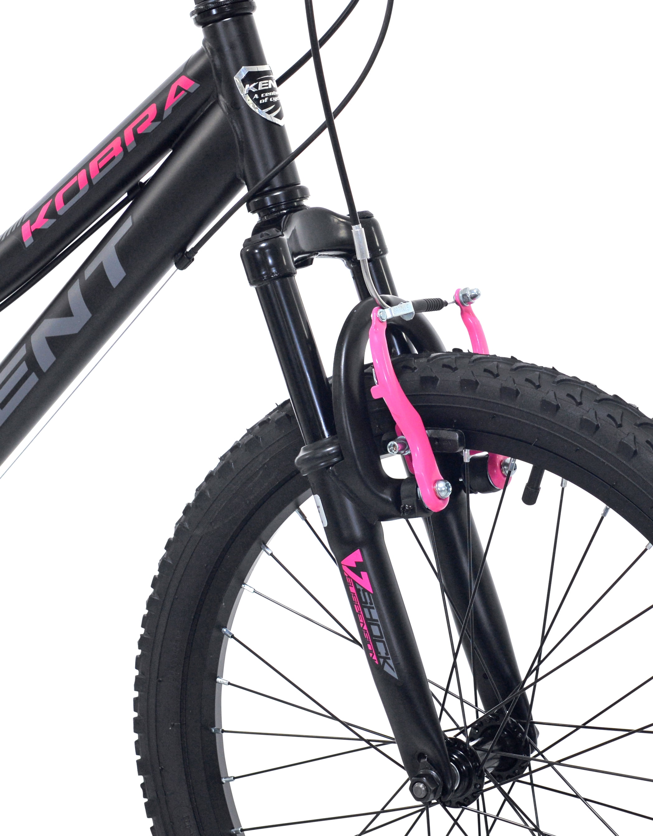 Kent Kobra Mountain Bicycle, Durable Steel Frame, 6-Speed Drivetrain, Off-Road Tires (Black/Pink, 20 in) x6ypn