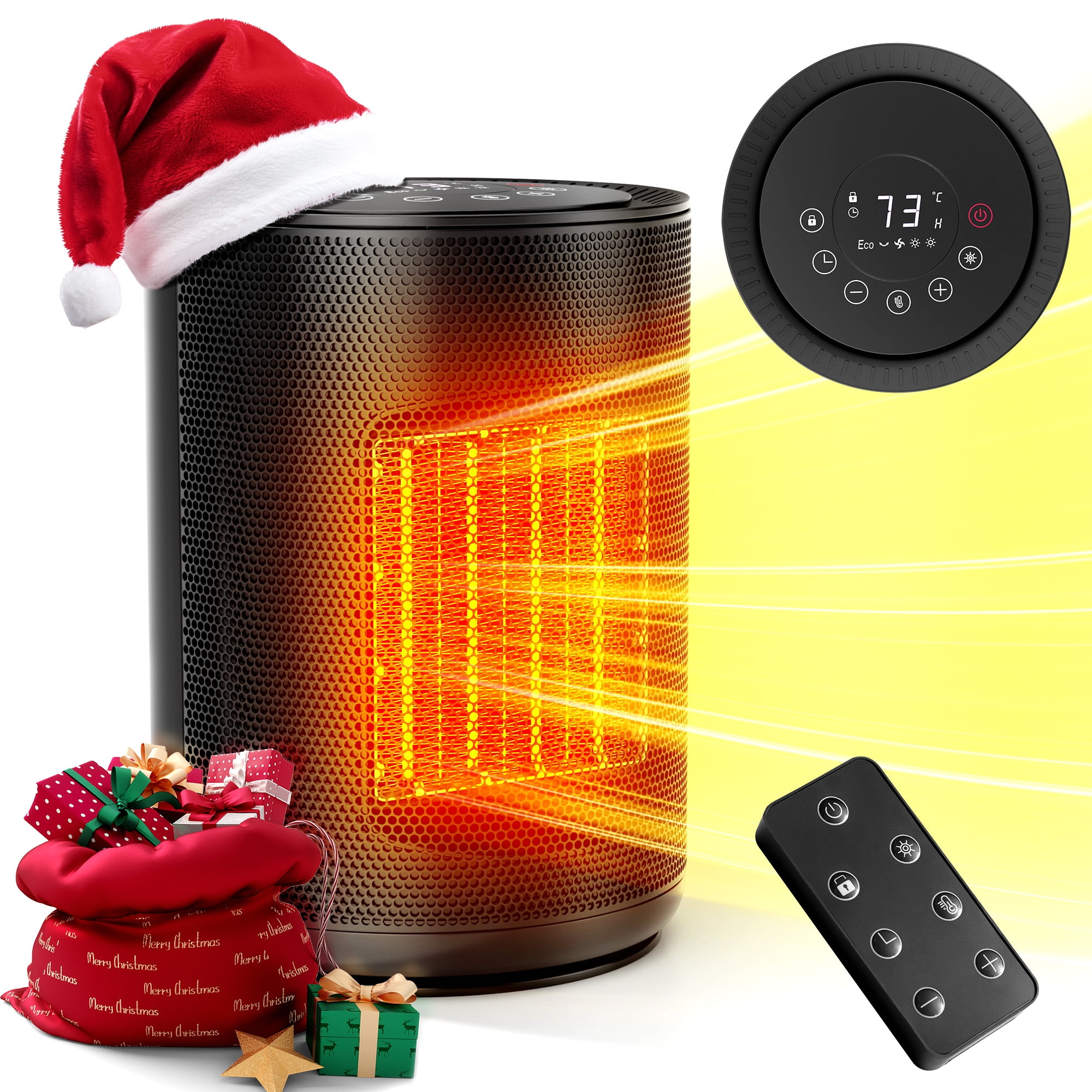 KissAir 1500W PTC Ceramic Space Heater with Remote Control and LED Display (Black, 1500W) kyq91