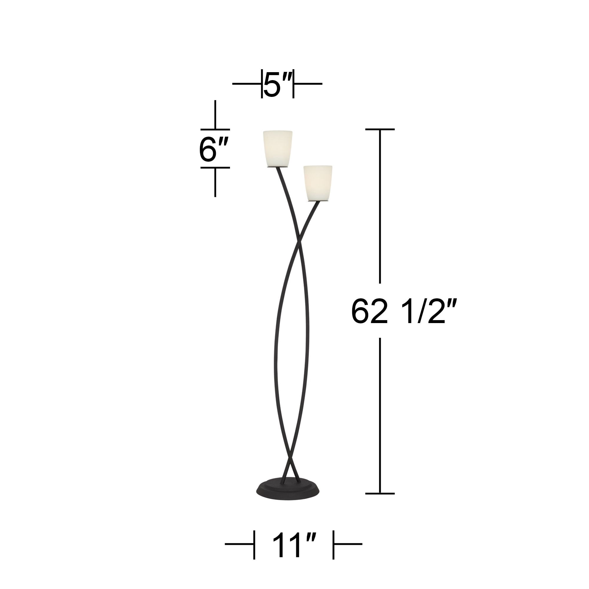 Kathy Ireland Everly Farmhouse Rustic Standing Floor Lamp with 2-Light Foot Switch (Black, 62.5 in) vzfil