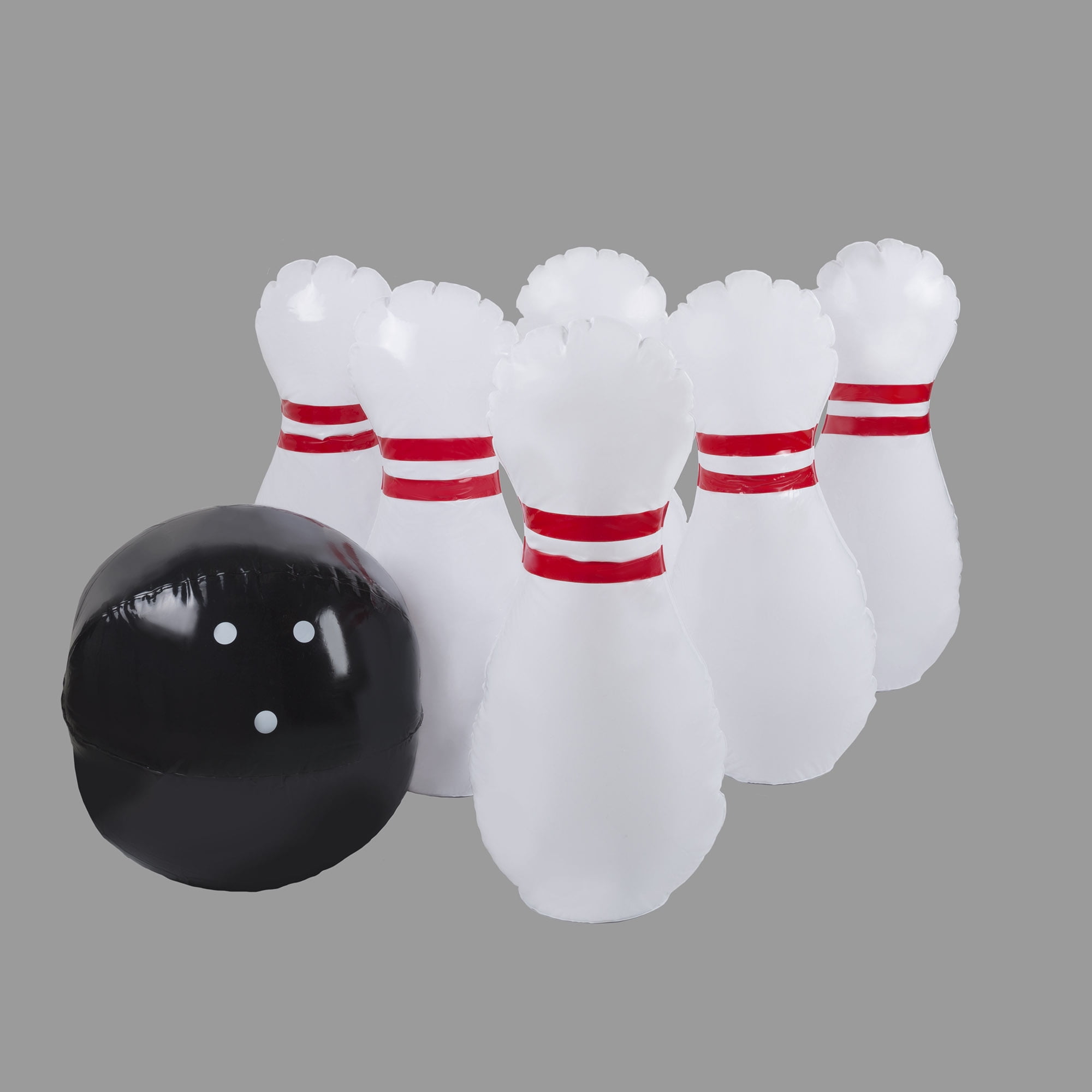Hey! Play! Inflatable Bowling Set for Kids and Adults (White/Red/Black, 22 in) tva6j