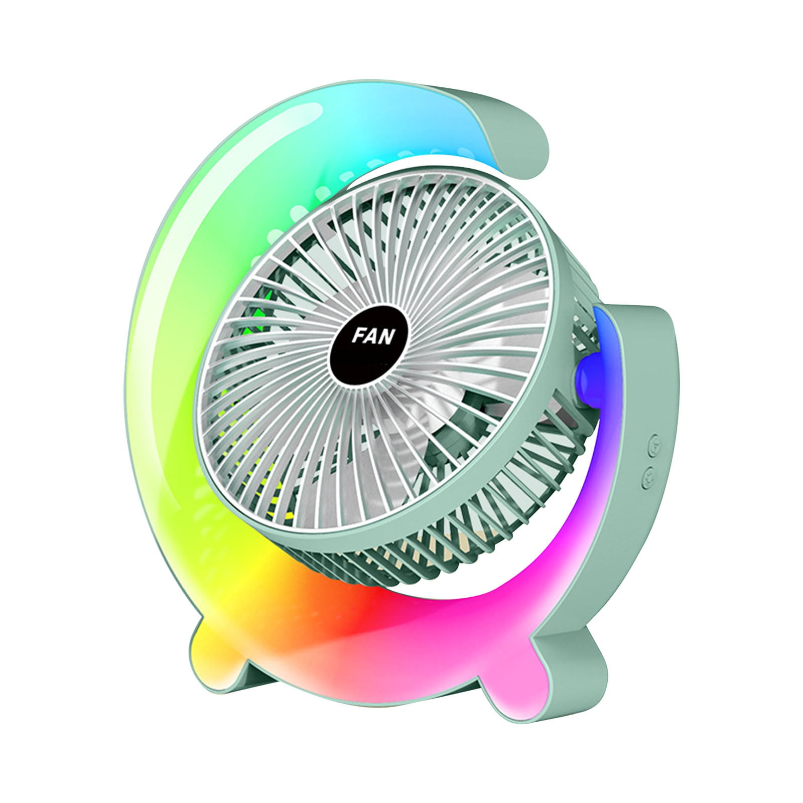 Bfogop Portable Desktop Fan with LED Night Light (Green, 3-Speed) 12gyx
