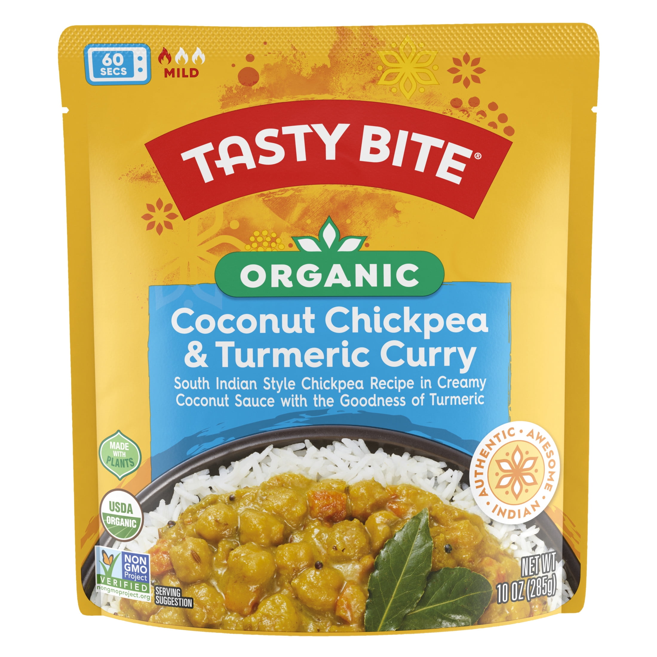 Tasty Bite Organic Coconut Chickpea & Turmeric Curry, Ready-to-Heat Meal (2 Pack, 10 oz) olh4b
