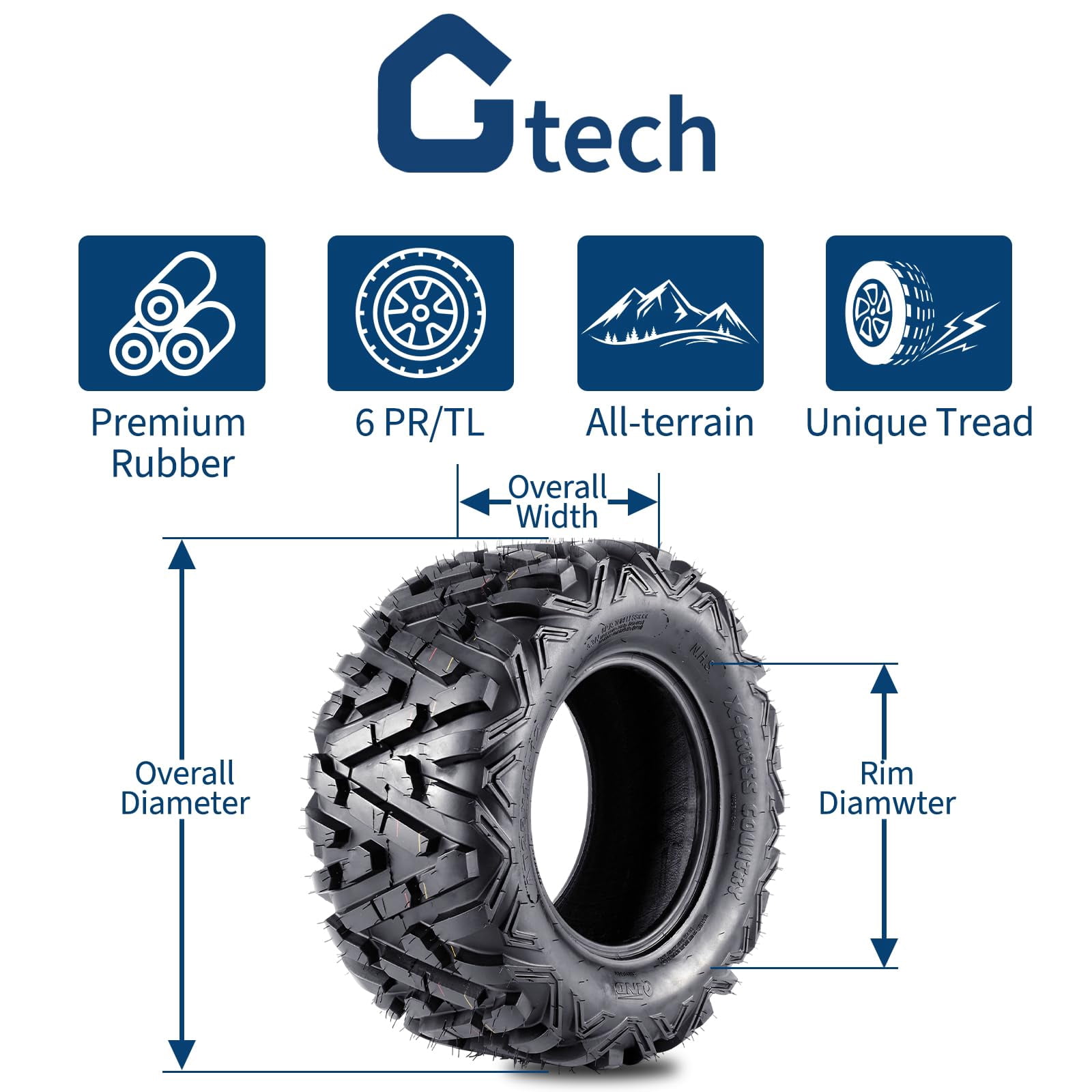 GARVEE ATV UTV Tires 4-Pack All-Terrain Deep Tread (25x8-12 & 25x10-12, 6PR) bqde8