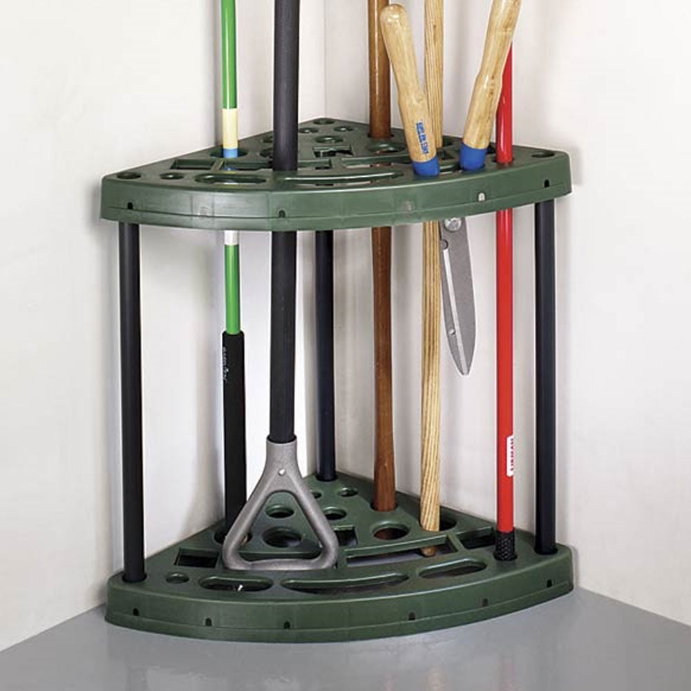 Sto-Away Yard Tool Corner Storage Rack (Green, 23.55 in x 15.75 in x 21.89 in) rxpe6