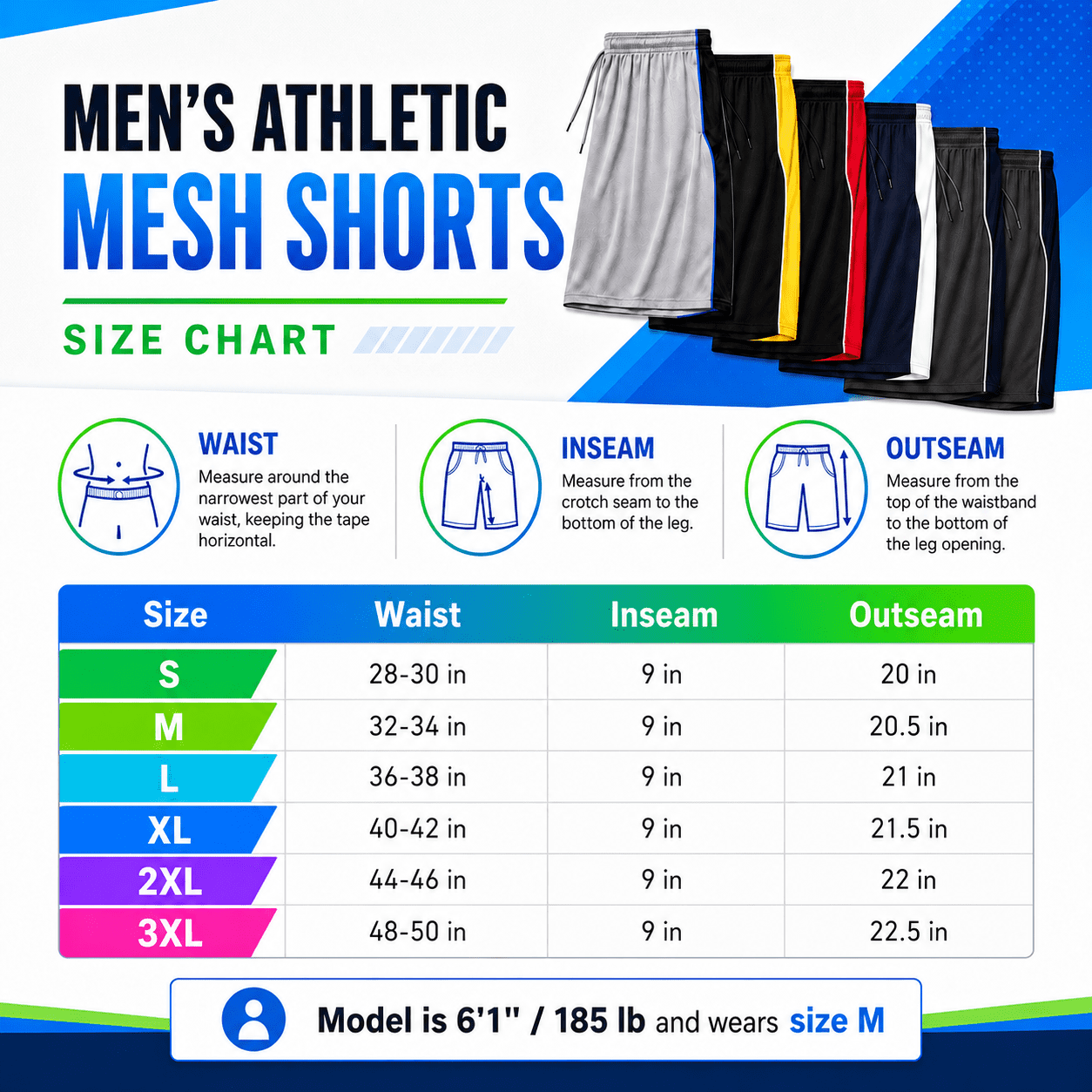 Daresay Mens Moisture Wicking Athletic Basketball Gym Shorts with Pockets (Black, 5 Pack) lfvmf
