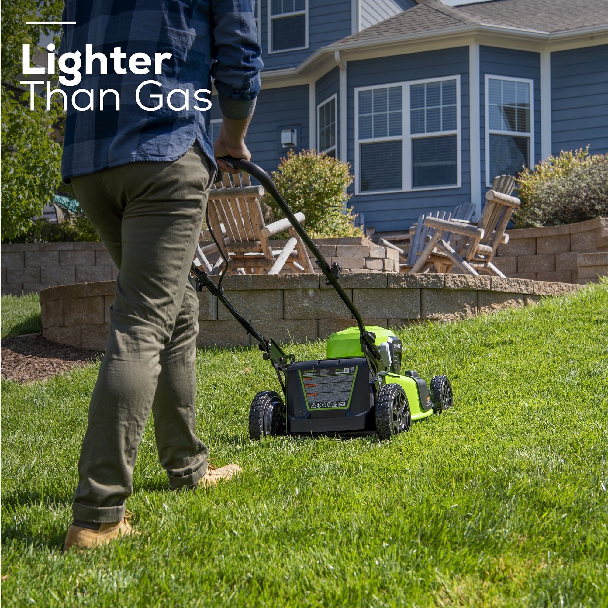 Greenworks 48V Brushless Cordless Lawn Mower with Dual 4.0Ah Batteries and Charger (20 in) plvn5