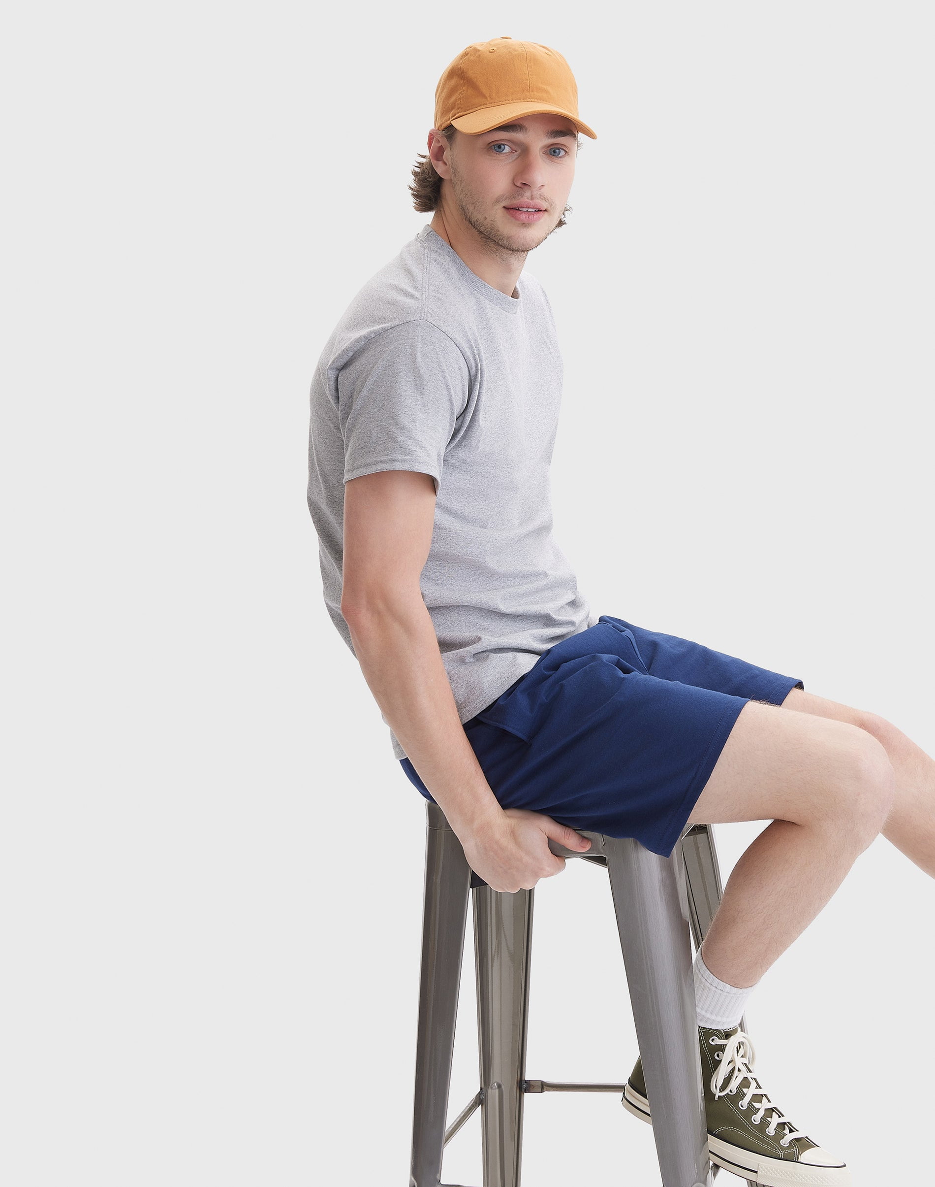 Hanes Essentials Men's Cotton Shorts with Pockets (Blue, S-4XL) dyzum