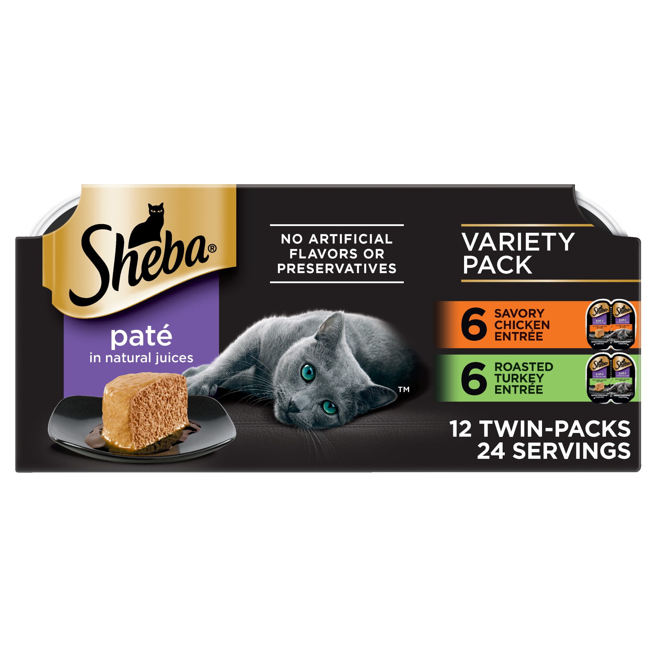 SHEBA Perfect Portions Variety Pack Wet Cat Food Pate (12 Count, 2.6 oz Trays) 7xj6w