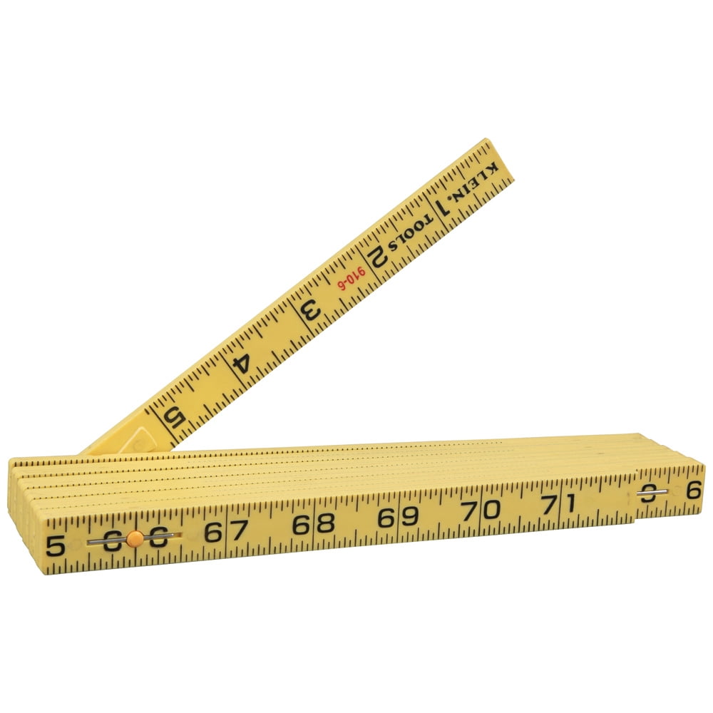 Klein Tools 910-6 Fiberglass Folding Rule, Heavy-Duty Measuring Tool (Yellow, 6 ft) kj4rm