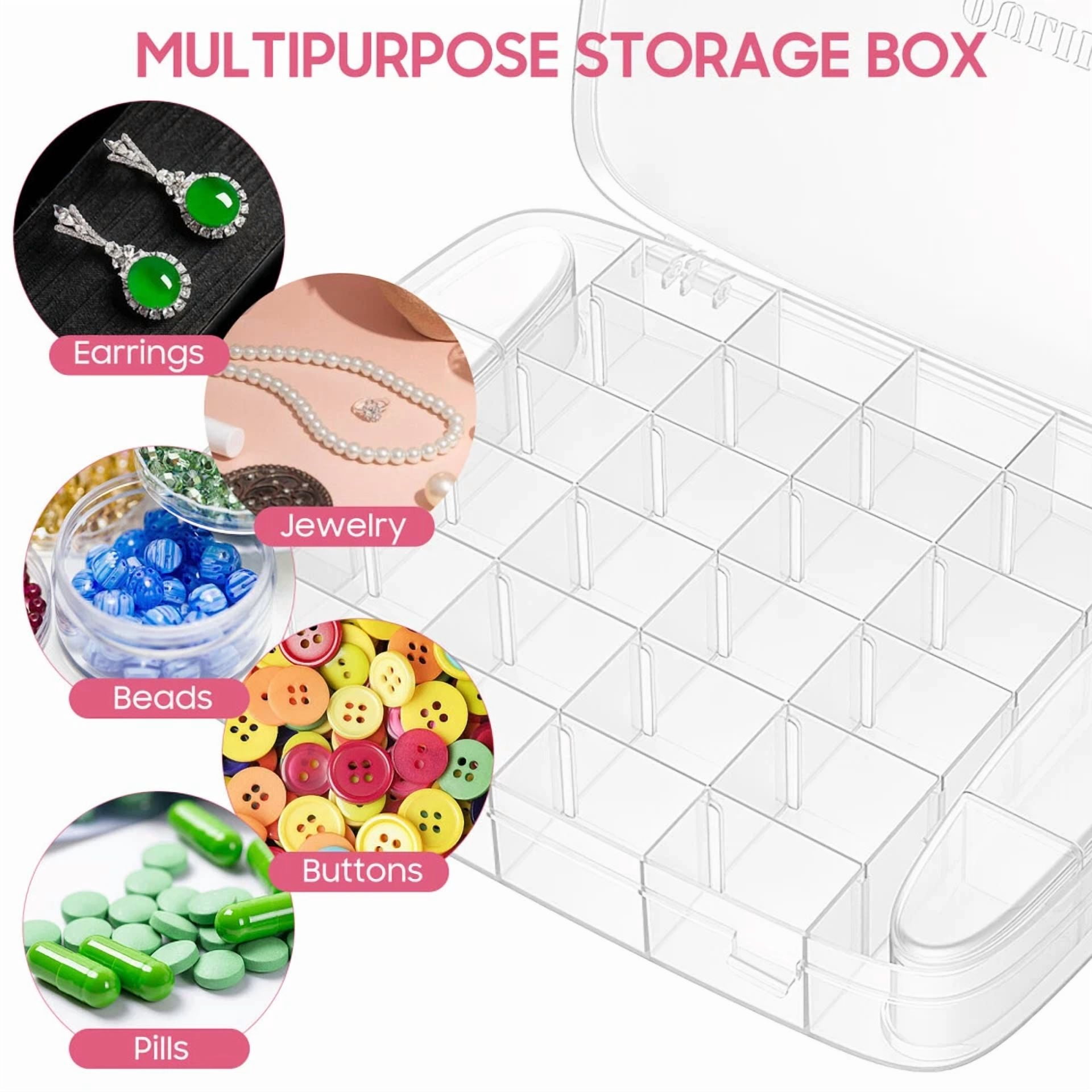 FLINT Craft Organizer Box with Adjustable Dividers (Clear, 12 in x 8 in x 2 in) 5j8e6