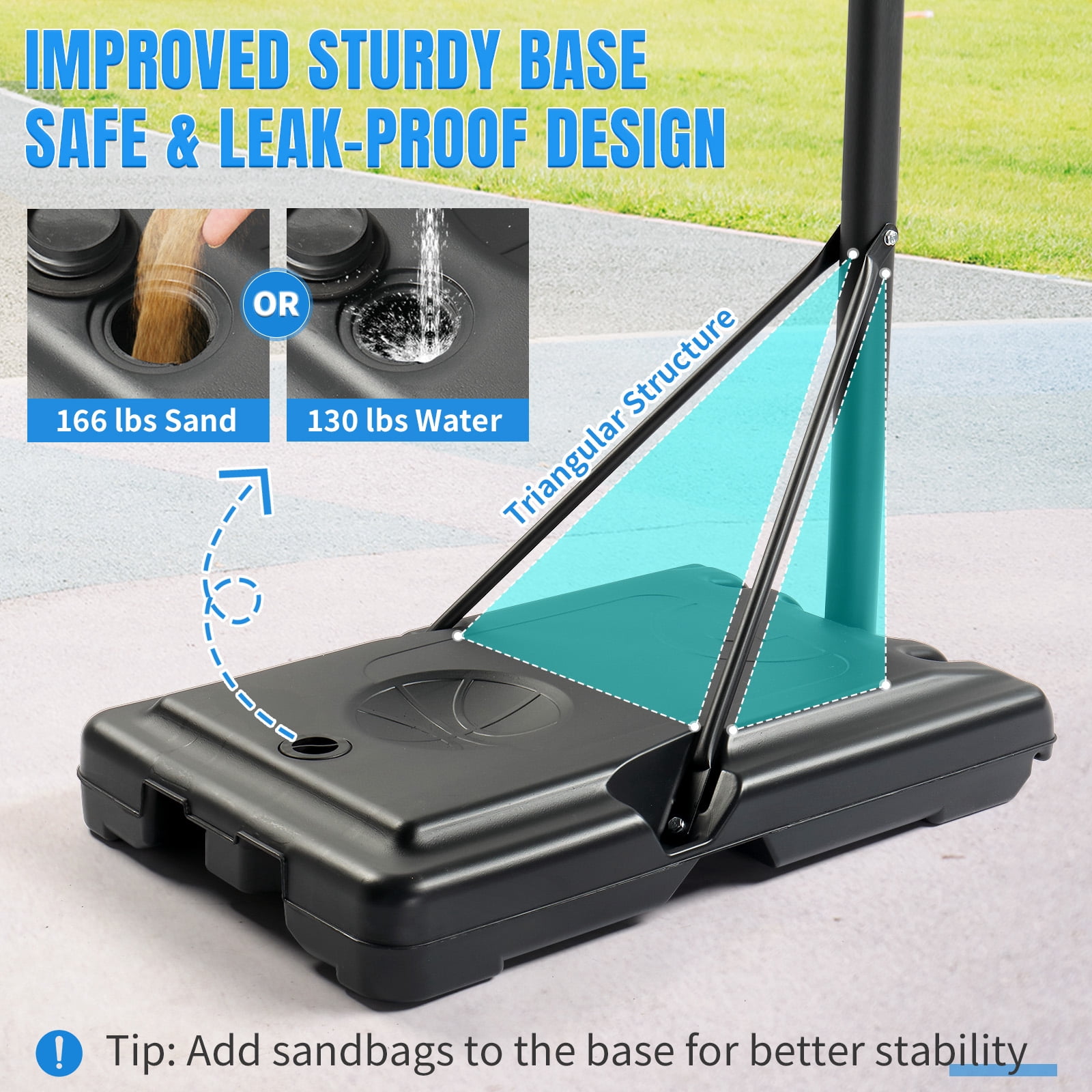 Ktaxon Portable Basketball Hoop System, Outdoor Adjustable Goal with Shatterproof Backboard (Gray, 4.4ft to 10ft) mr010