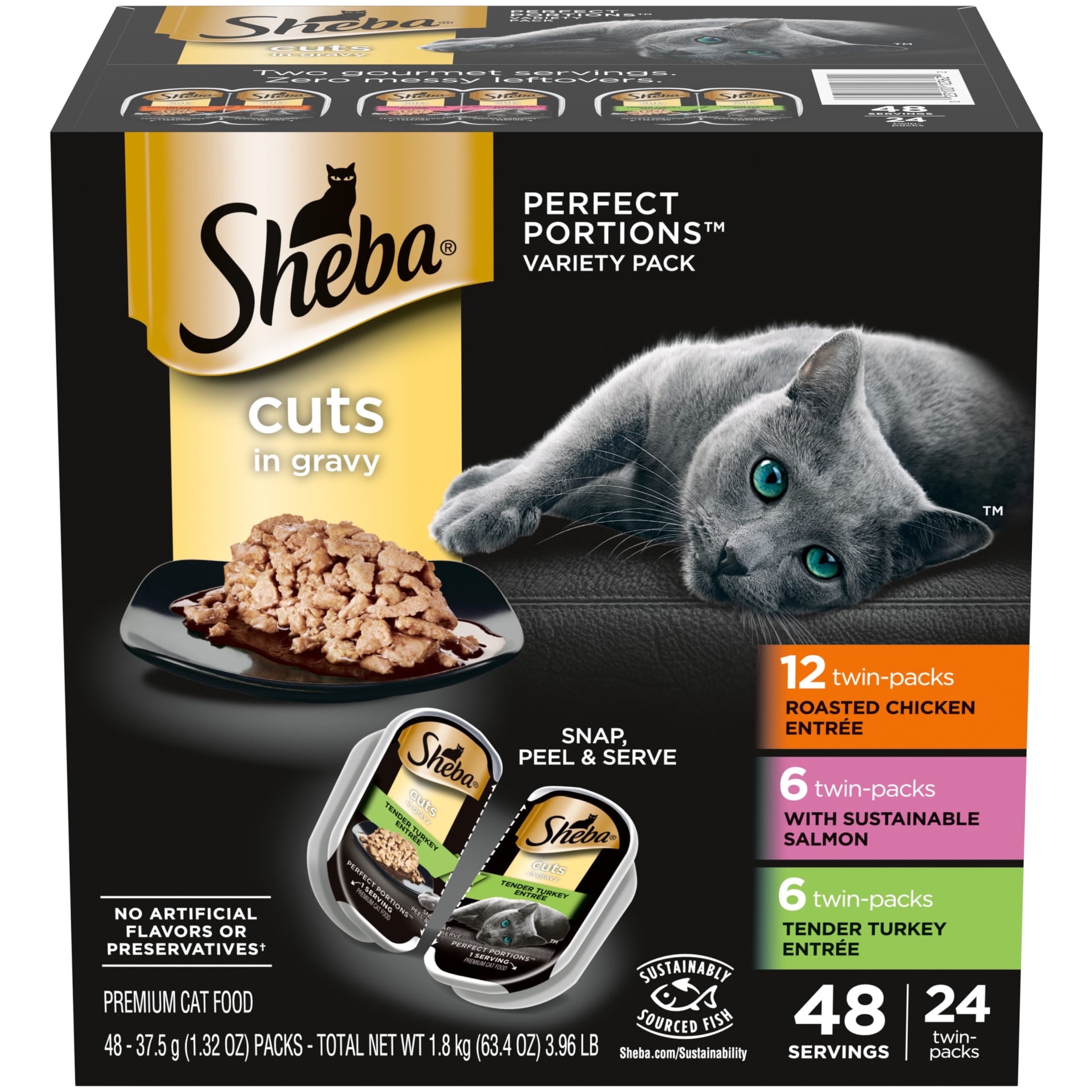 SHEBA Perfect Portions Wet Cat Food Cuts in Gravy Variety Pack (24 Trays, 2.6 oz each) knfl8