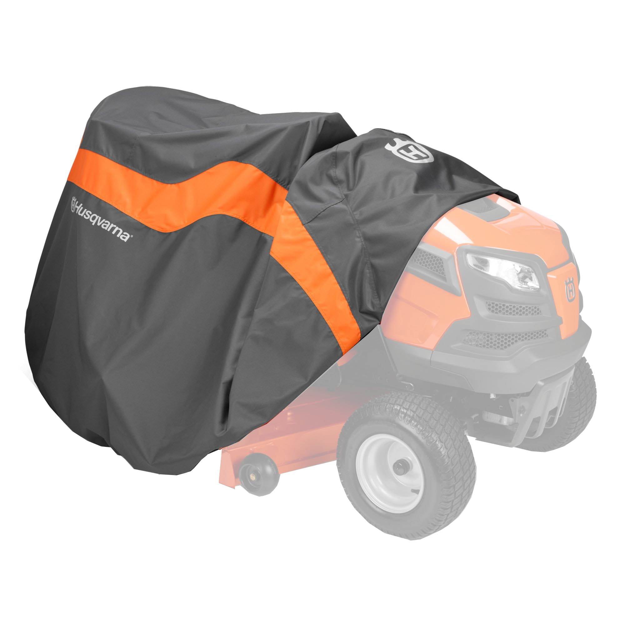 Husqvarna Riding Lawn Mower Cover for 54 in Deck, Heavy Duty Weather-Resistant Protection (Gray and Orange) s3v0m