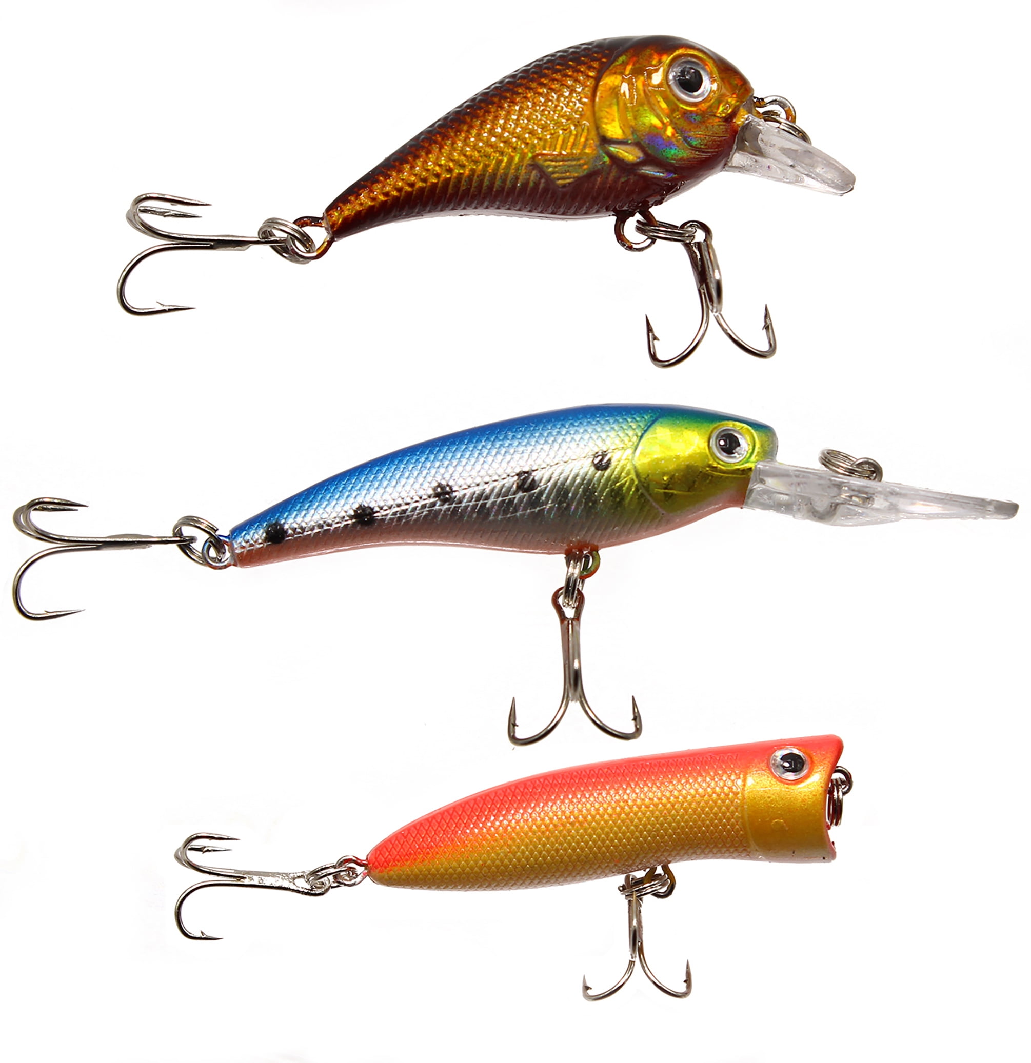 LotFancy 30-Piece Topwater Fishing Lure Set, Bass and Trout Bait with Propeller Tail (Multi-Color, 1.5 in to 3.6 in) hsgf0