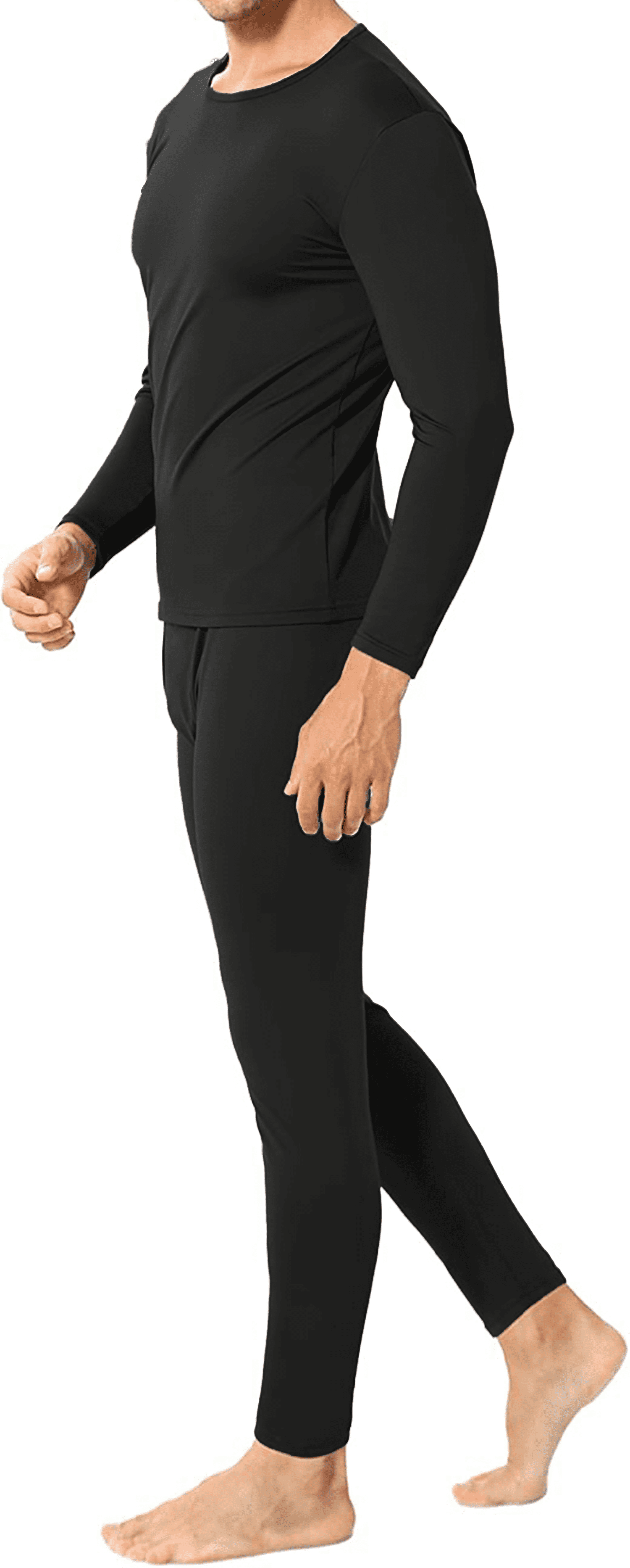 Therma Pro Mens Fleece Lined Thermal Underwear Set, Long Johns Base Layer (Black, Medium) lxii2