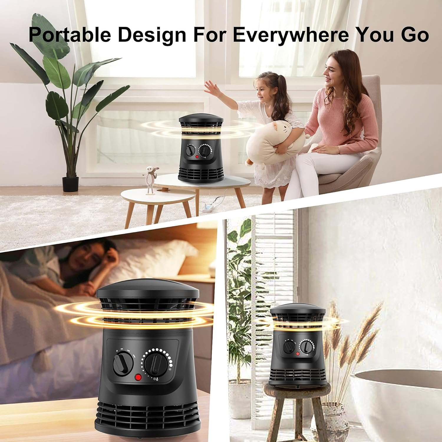 Lifesmart 360 Surround Ceramic Heater with Adjustable Thermostat (Black, 1 Unit) x8x02
