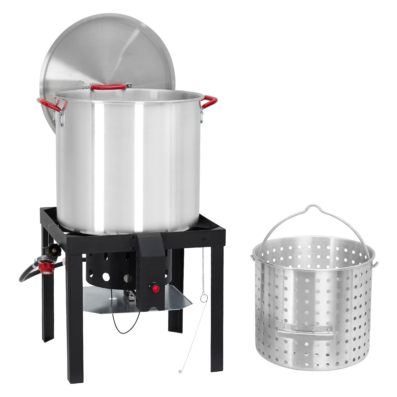 M optimized 100 Qt Outdoor Seafood Boil Pot and Propane Stove Burner Set (Black, 100 Qt) bdz9o