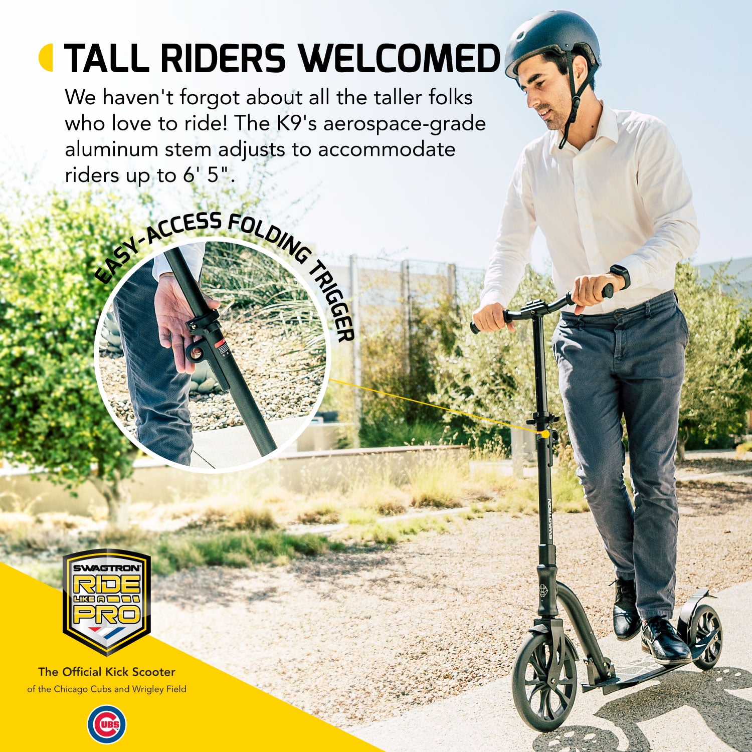 Swagtron K9 Commuter Kick Scooter for Adults and Teens, Foldable Lightweight Design with Adjustable Height (Black) nzx39