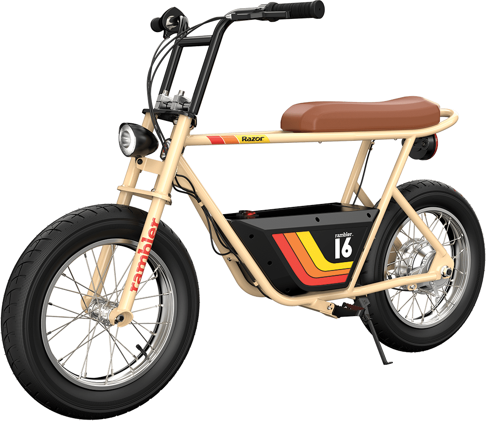 Razor Rambler 16 Electric Minibike, 36V Seated Scooter with Retro Styling (Beige, 53.1 in x 25.2 in x 33.5 in) nb6xn