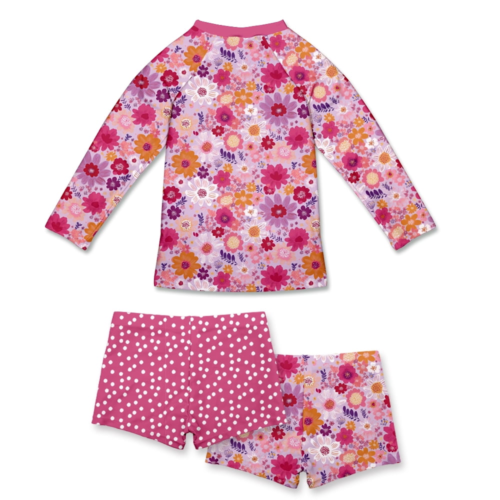 Millie Loves Lily Girls Floral Long Sleeve Rashguard Swim Set (Fuchsia, Size 8) iw3ga