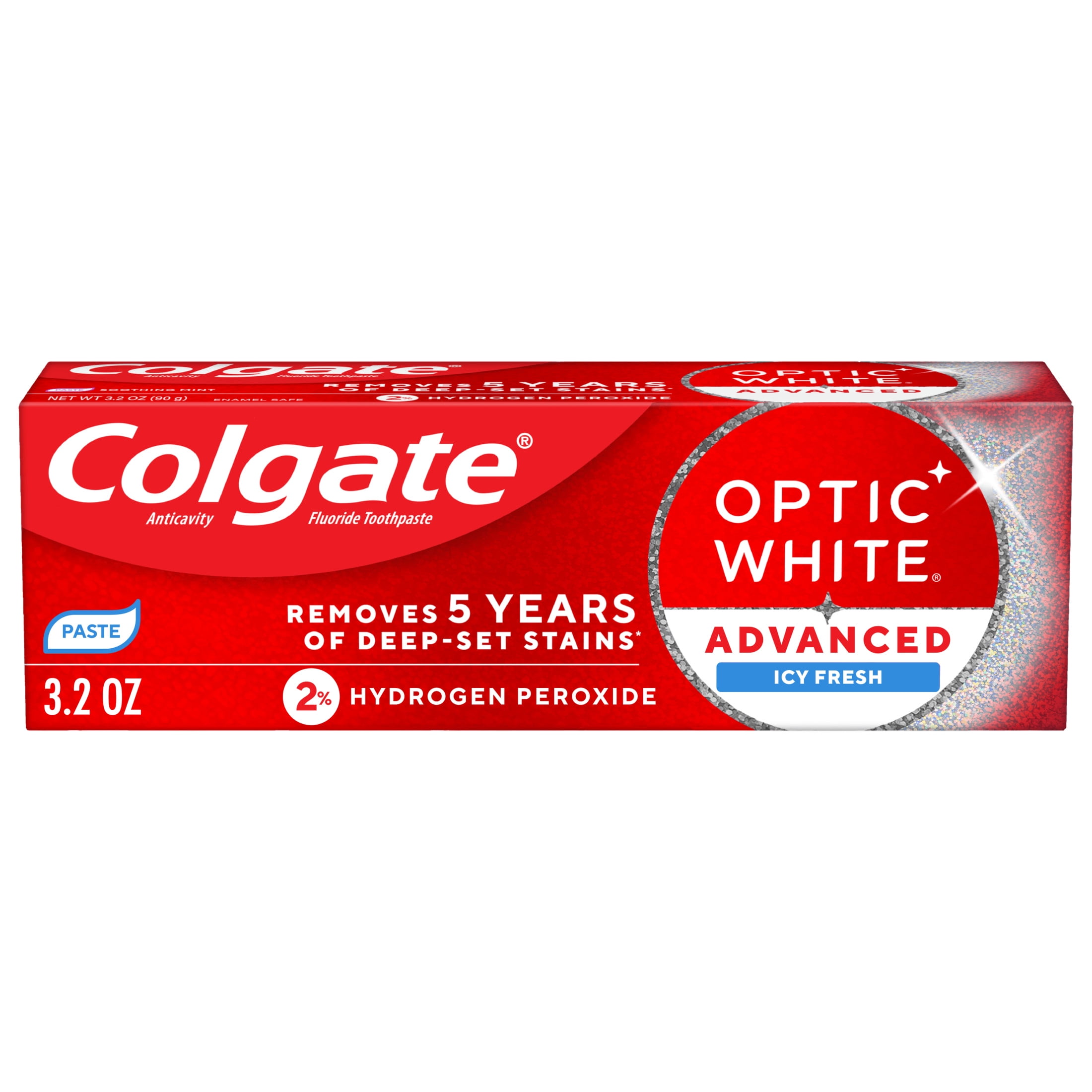 Colgate Optic White Advanced Teeth Whitening Toothpaste, Enamel-Safe Formula (Icy Fresh, 3.2 oz) s5pi5