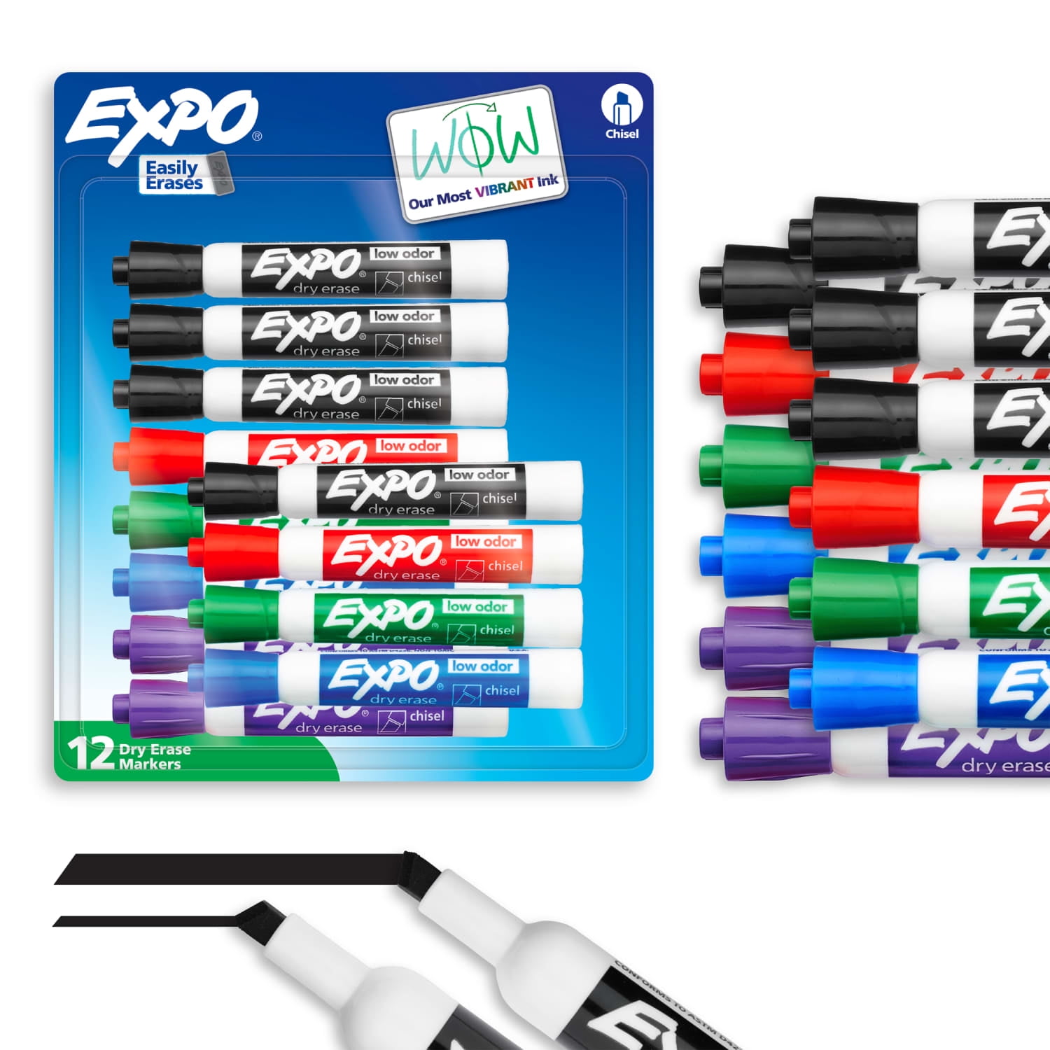 Expo Low Odor Dry Erase Markers, Chisel Tip, Assorted Colors (12 Count) mdomq