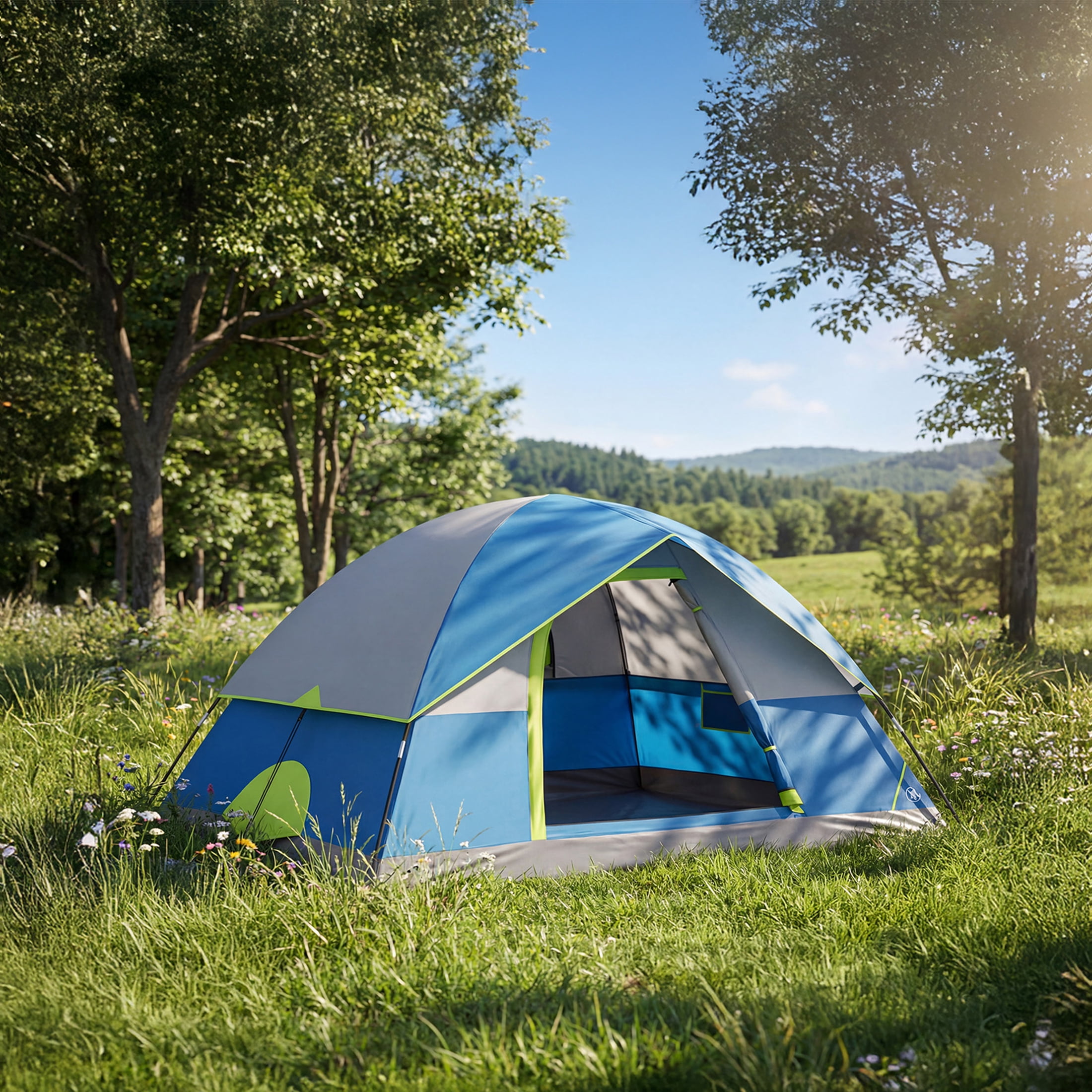 EDX 2-Person Waterproof Dome Camping Tent with Rainfly and Mesh Windows (Blue, 2-Person) jqvs2