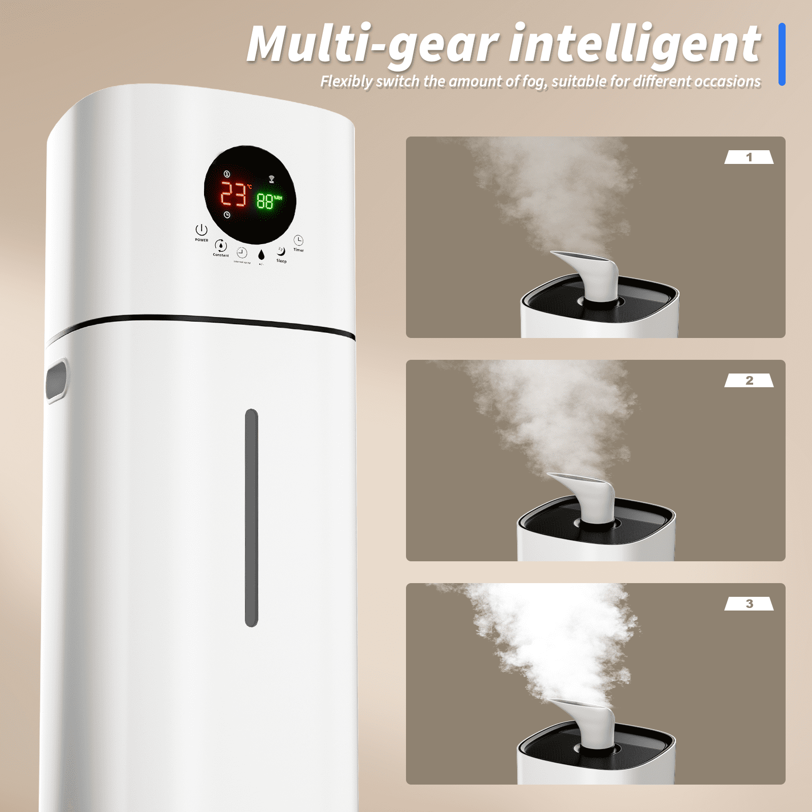 Rocyis Ultrasonic Tower Humidifier for Large Rooms, Whole House Air Moisturizer with Smart Humidity Control (White, 4.2 gal) 0m303