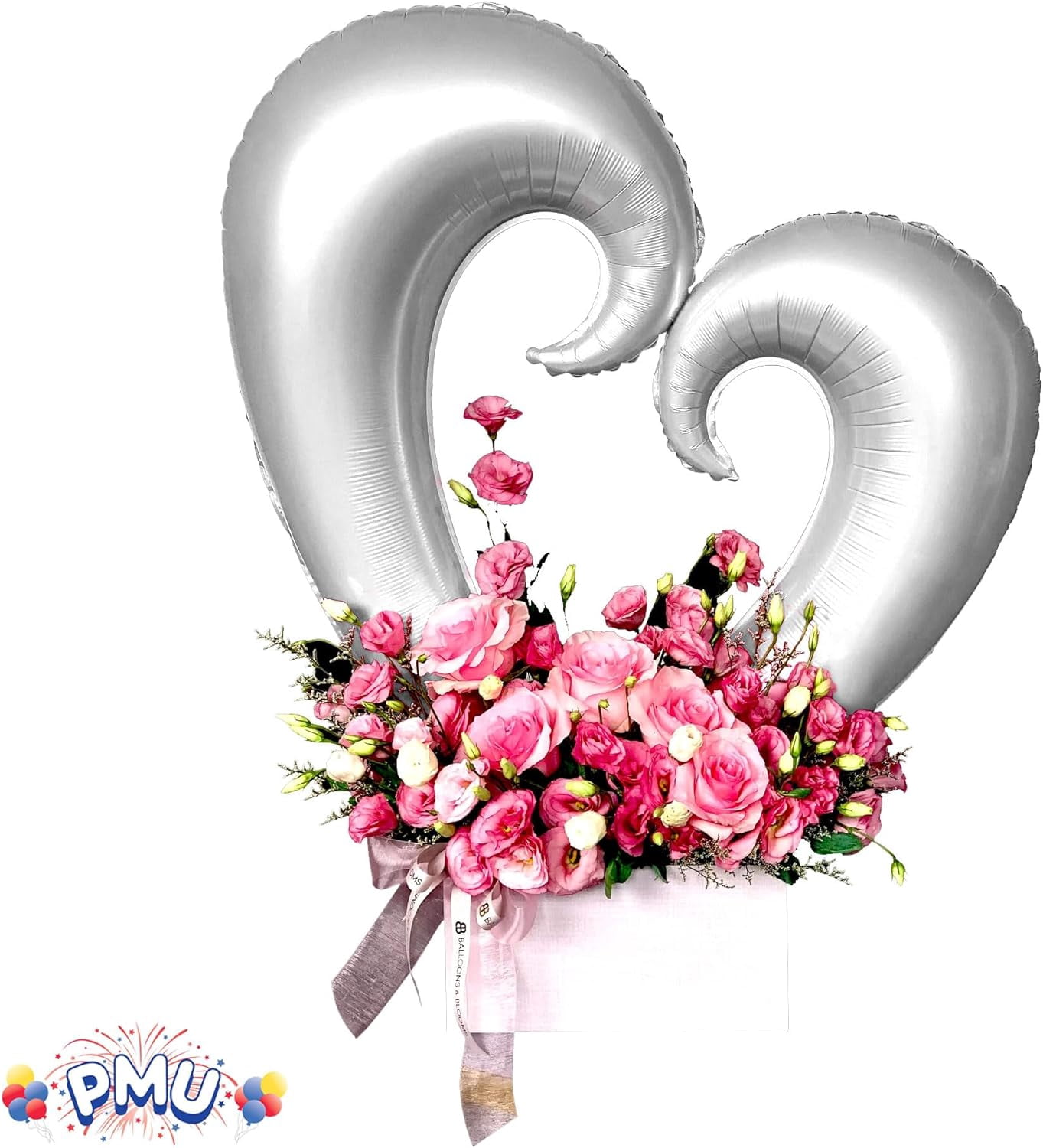 PMU Heart Shaped Open Center Mylar Balloon, Decorative Party Foil Balloon (Silver, 24 in) mgec7