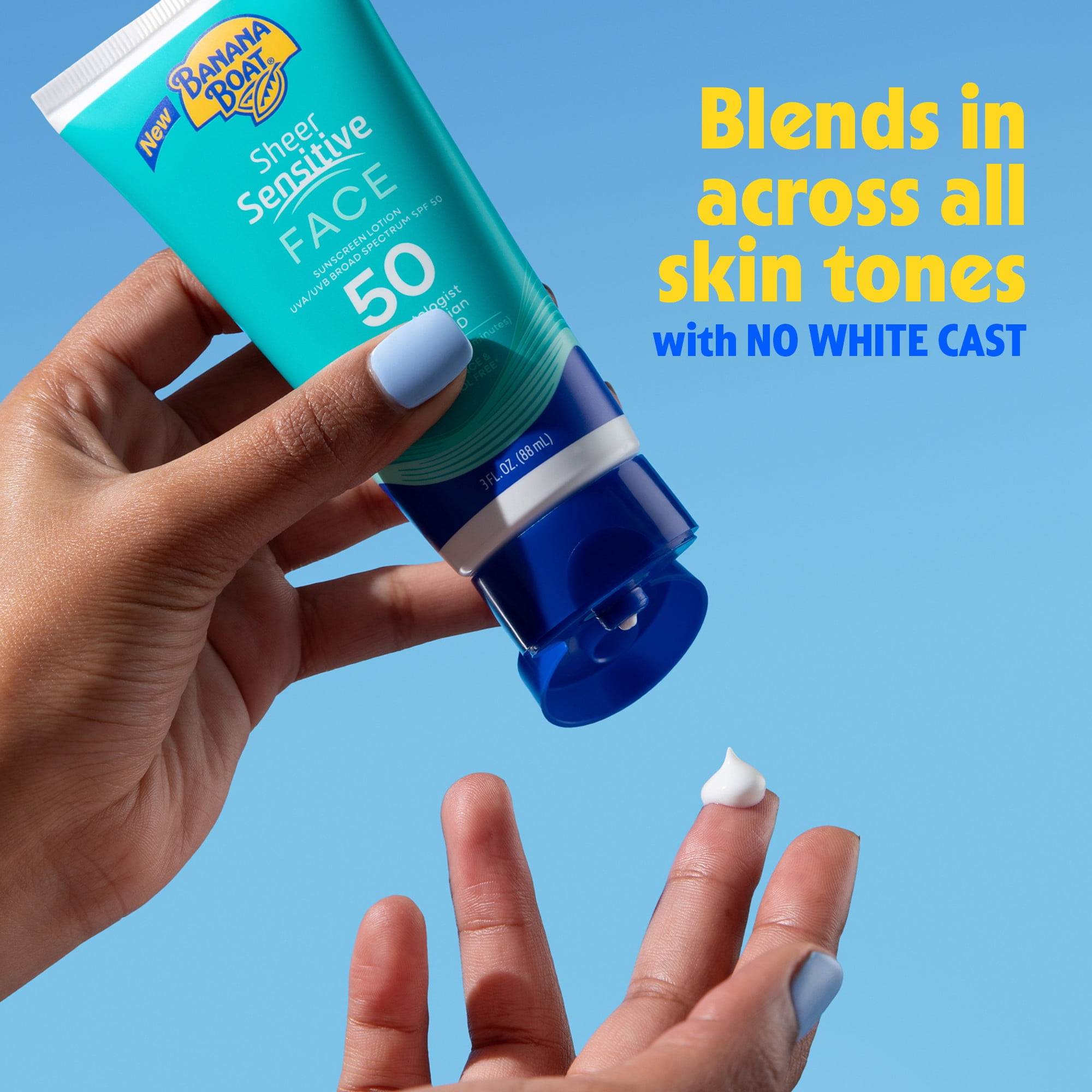 Banana Boat Sheer Sensitive Face Sunscreen Lotion, SPF 50 Broad Spectrum Protection (White, 3 fl oz) oejv9