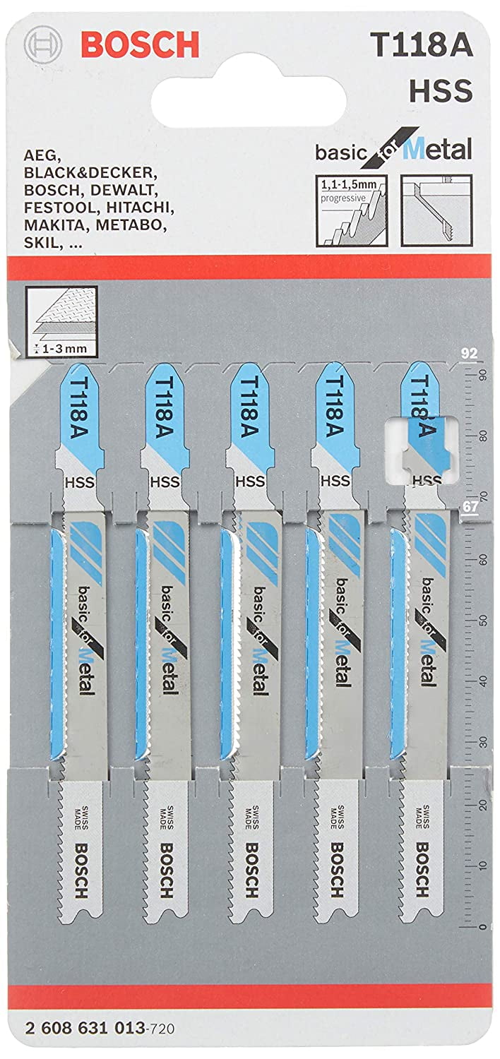 Bosch T 118 A Jigsaw Blade Set for Metal (5 Pack, 3.62 in) vtu94