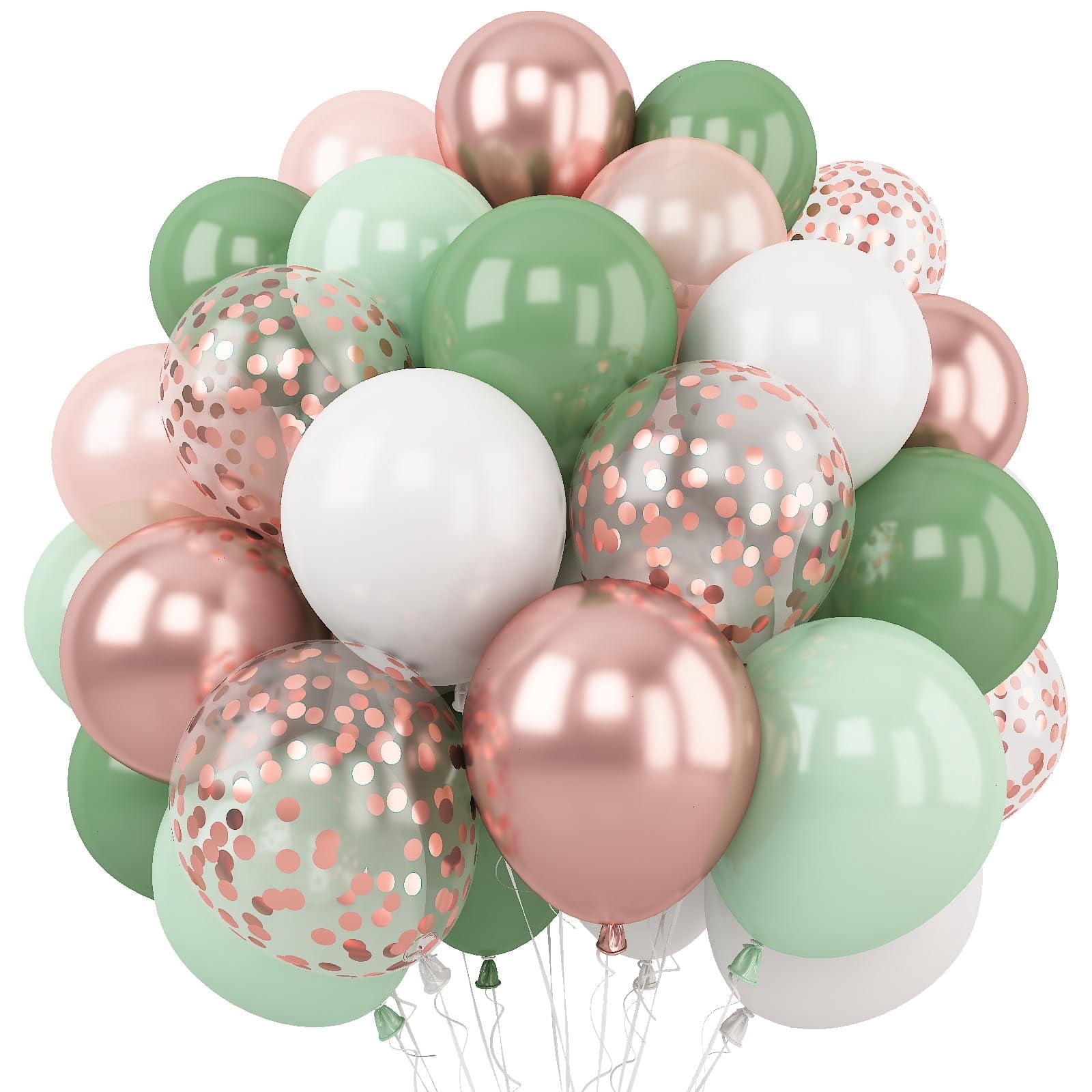 Qiameng Sage Green and Metallic Rose Gold Balloon Arch Kit (70 Pieces, 12 in) o5p5k