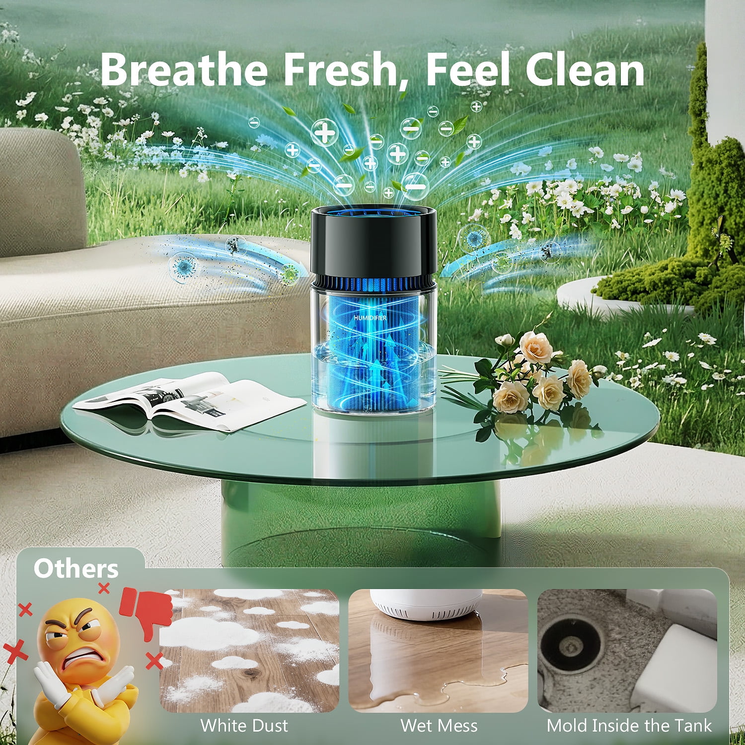 Fimilo Evaporative Humidifier, Fogless Cool Moisture Air Humidifier with Negative Ions, Quiet Sleep Mode & Timer (Beige, 3L) oxh9g