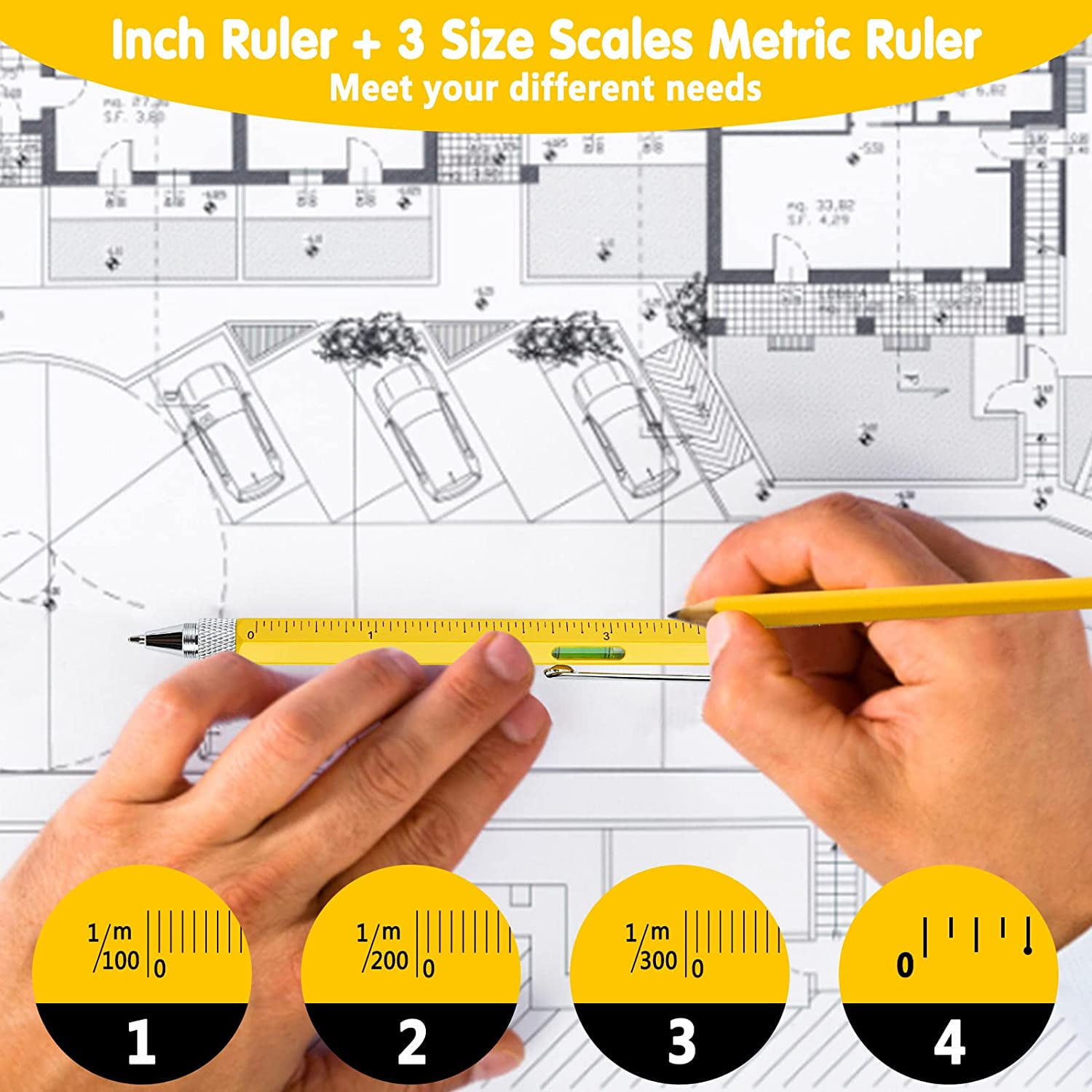 MOIPEJO 6-in-1 Multitool Pen with Stylus and Screwdriver Set (Yellow, 1 Pack) 4g3oi