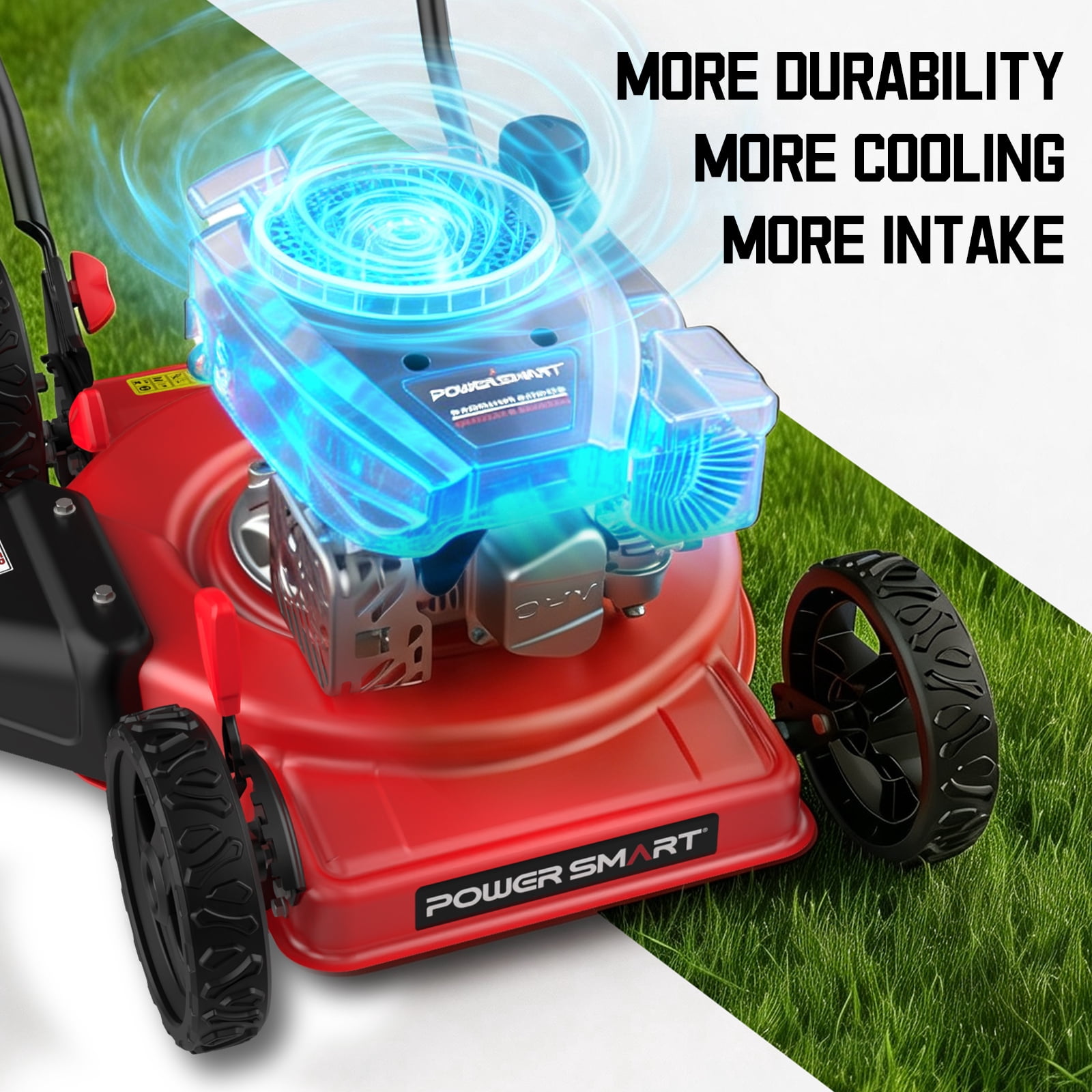 PowerSmart 144cc Gas Push Lawn Mower with Steel Deck (18 in, 5-Position Height Adjustment) 72rr7