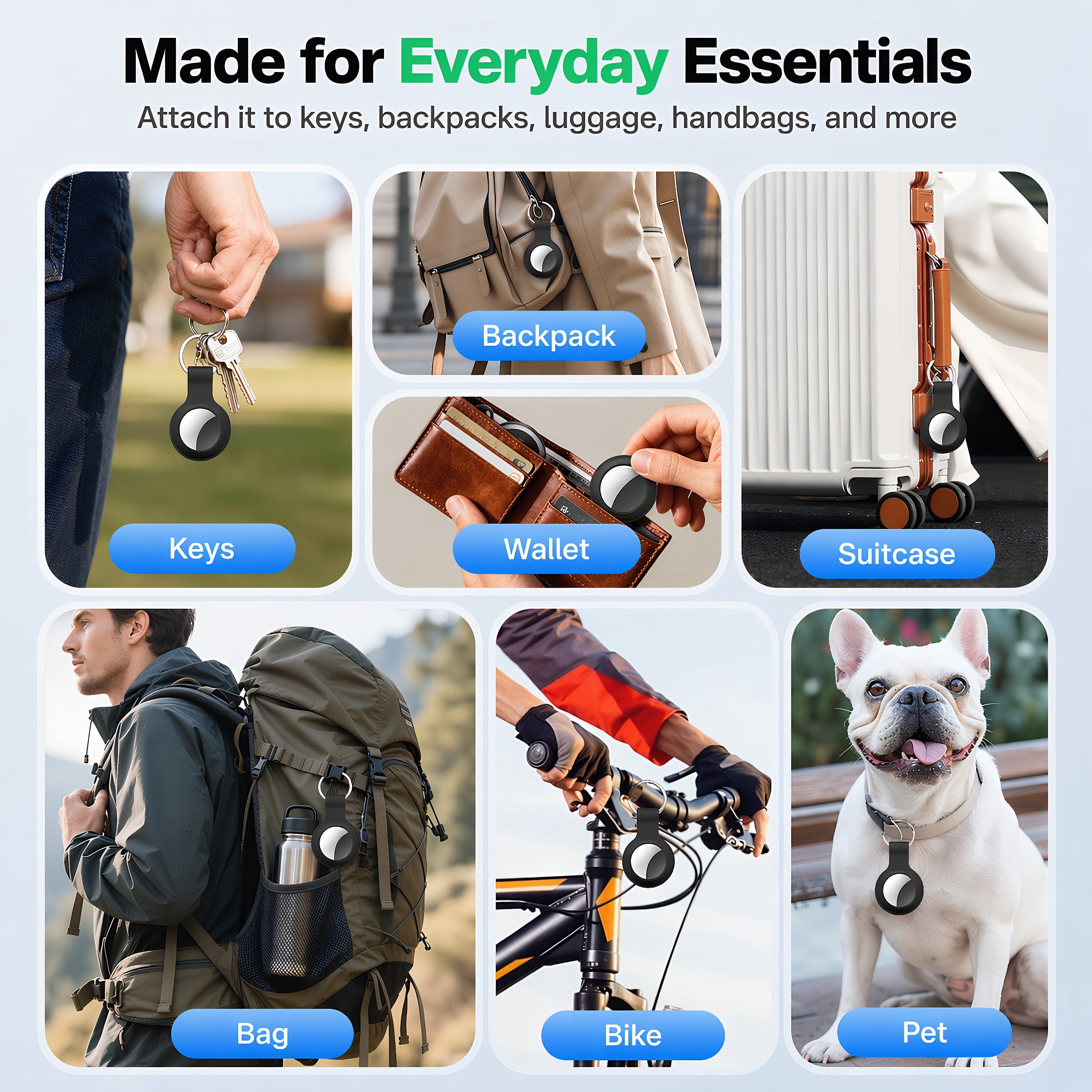 STARBIAO Bluetooth Tracker for Apple Find My, Waterproof Item Locator for Keys and Luggage (Black, 4 Pack) mxn4z