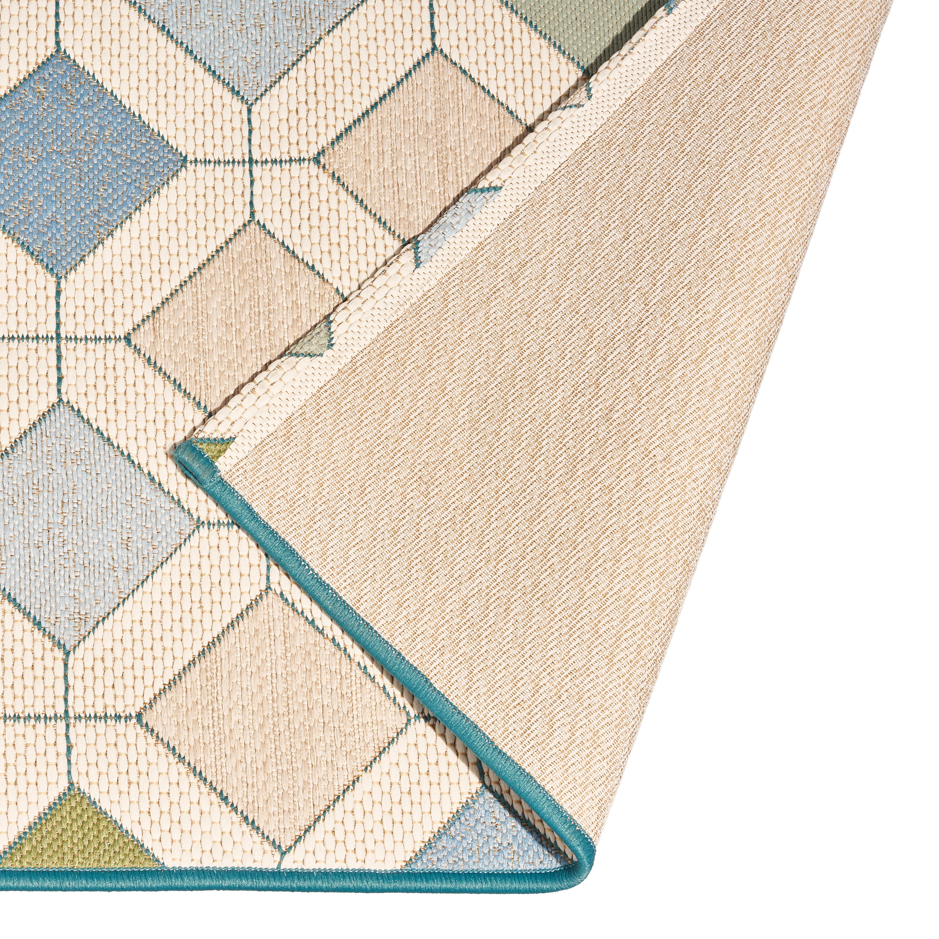 Beautiful by Drew Barrymore Tiles Outdoor Rug (Blue, 5 ft x 7 ft) ga2i4