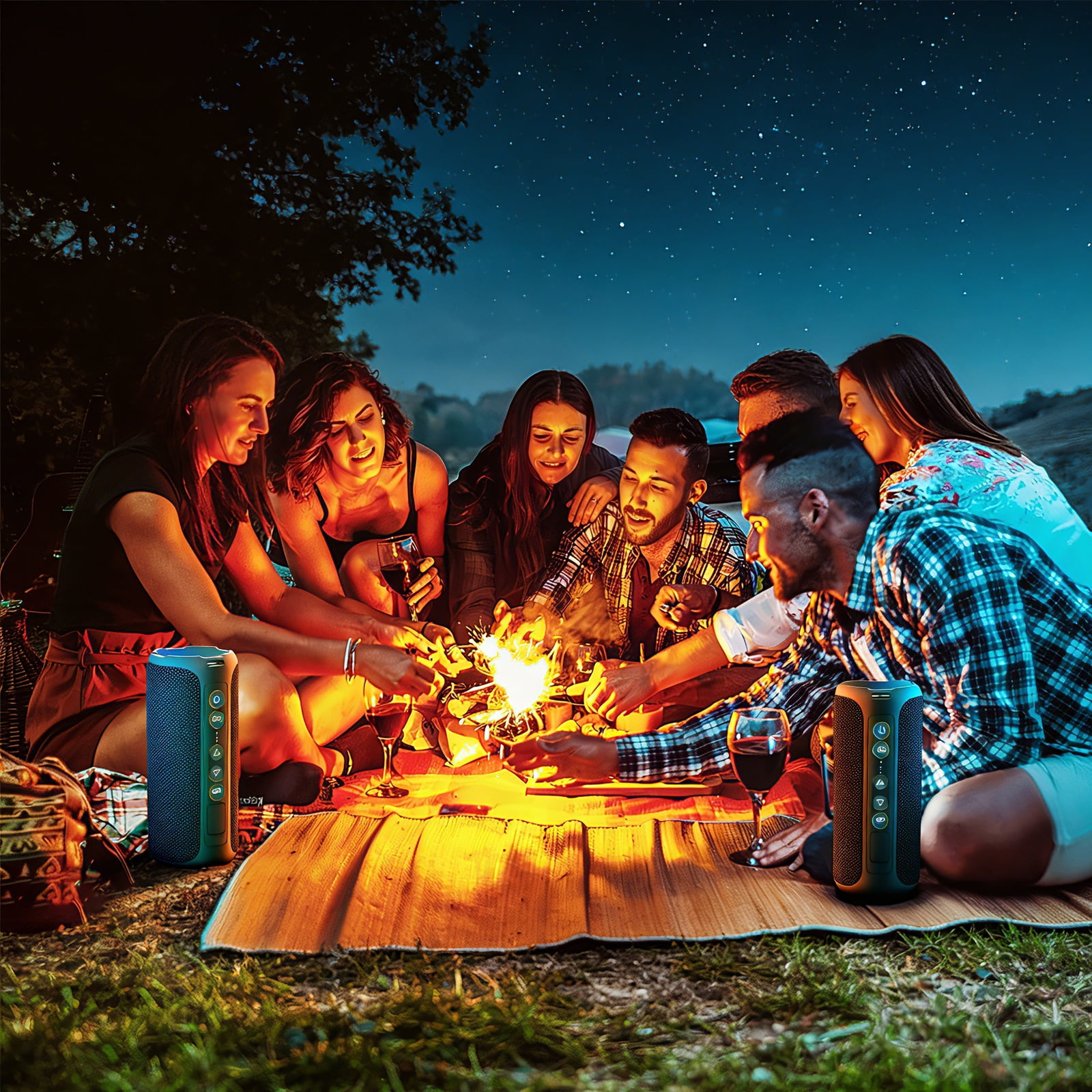Ortizan Portable Bluetooth Speaker, IPX7 Waterproof Wireless Speaker with Dynamic Light Show and Deep Bass (Blue) whgi2