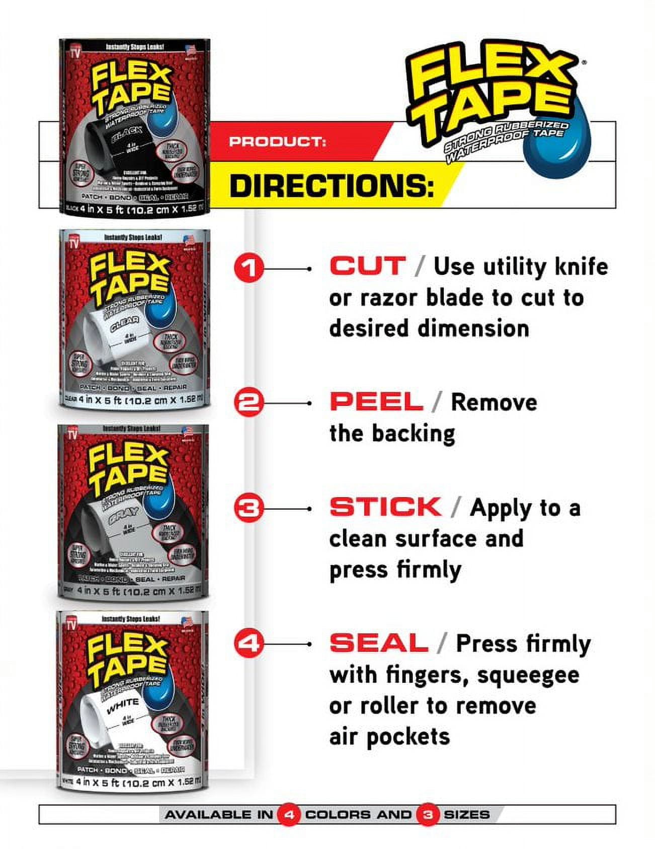 Flex Seal Strong Rubberized Waterproof Tape (Gray, 4 in x 5 ft) qusxw