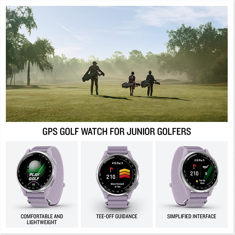 Garmin Approach J1 Golf Watch with Lilac ComfortFit Band (Silver, One Size) xp3se