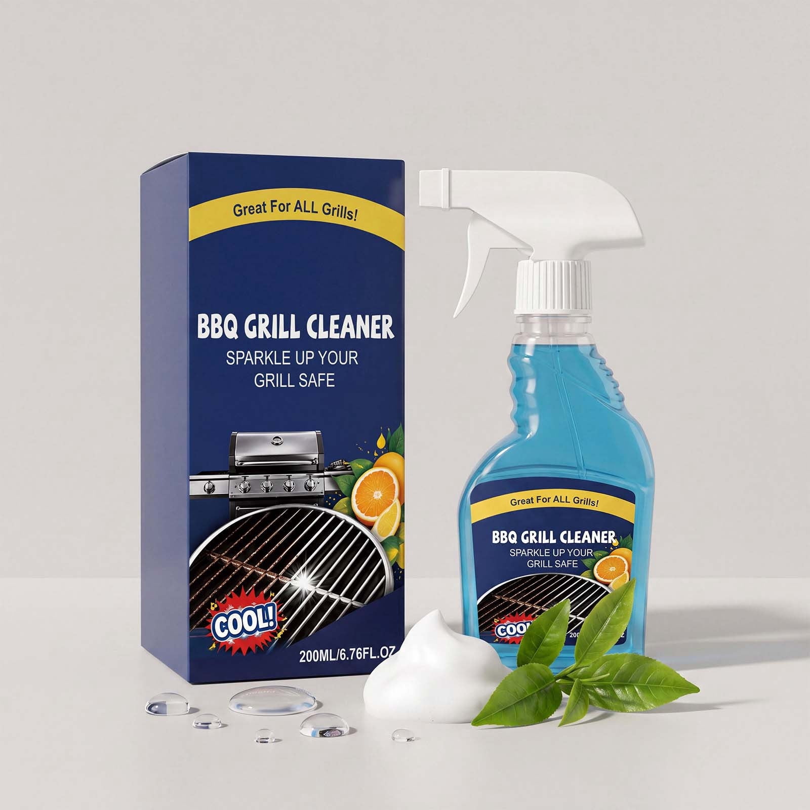 Fdksdf BBQ Grill Cleaner Spray Heavy-Duty Degreaser for Gas and Charcoal Grills (6.76 fl oz) ykdqz