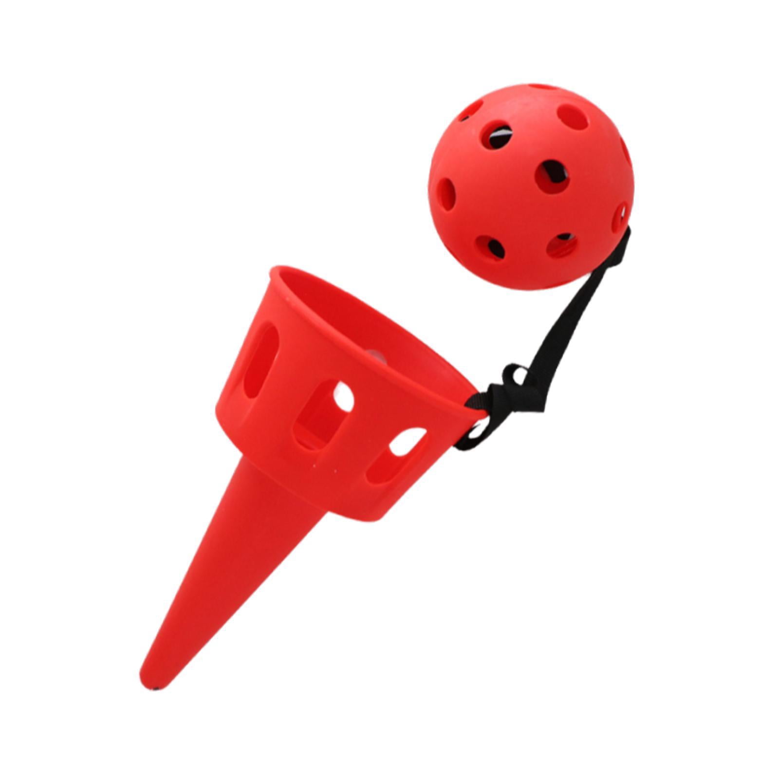 HILABEE Catching Ball Game Launcher Set, Interactive Outdoor Backyard Toy for Kids and Adults (Red, 6.5 in) ty3tb