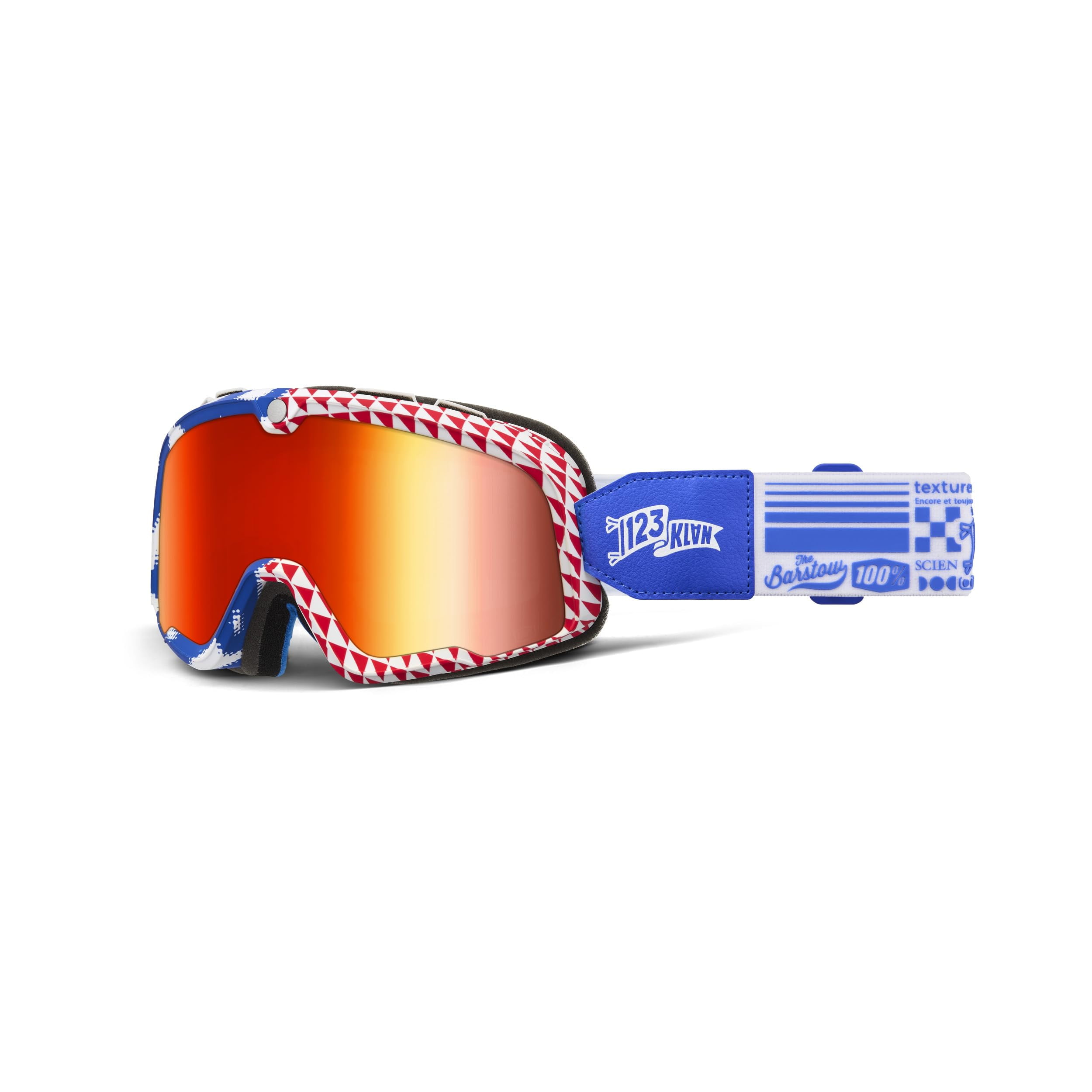 100% Barstow Motocross Goggles - Anti-Fog Polycarbonate Lens Sports Eyewear (Red, One Size) 1h757