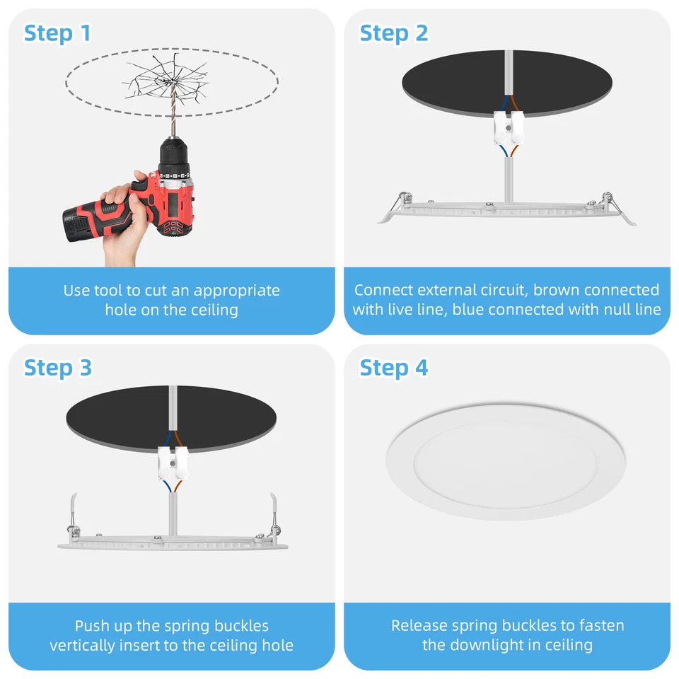Knack 6W Round LED Recessed Ceiling Panel Downlight (White, 2 Pack) iadg3