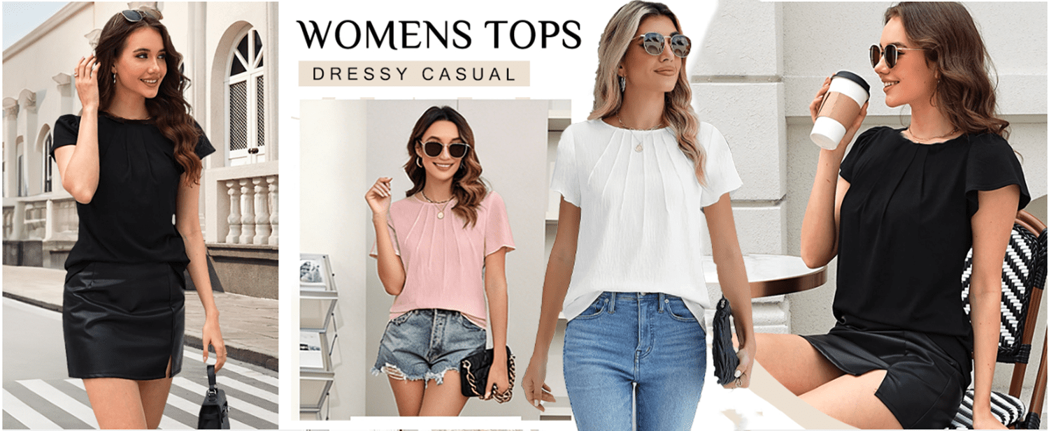 Fantaslook Womens Pleated Blouse Ruffle Sleeve Crew Neck Dressy Casual Work Shirt (White, L) kfrl1